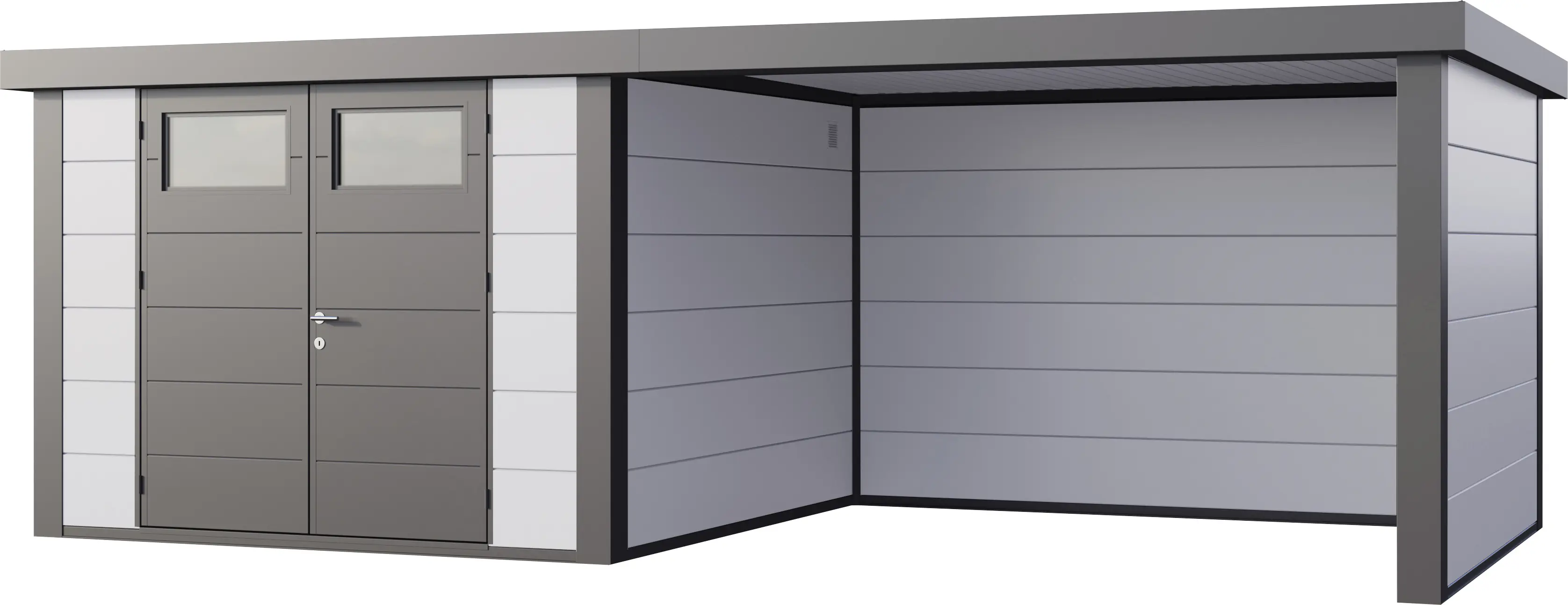 Telluria Gerätehaus Classico Lounge L 3030 rechts weiß 642 x 298 cm