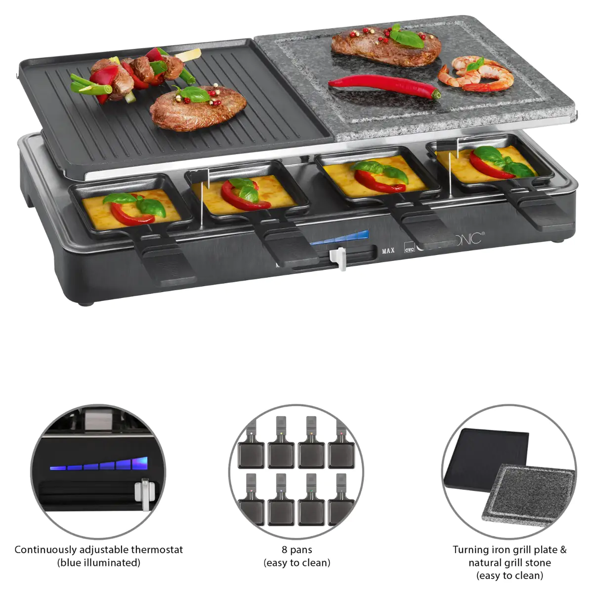 Clatronic 2 in 1 Raclette-Grill RG 3518 Grillfläche: ca. 46 x 23 cm Clatronic 2 in 1 Raclette-Grill RG 3518 Grillfläche: ca. 46 x 23 cm