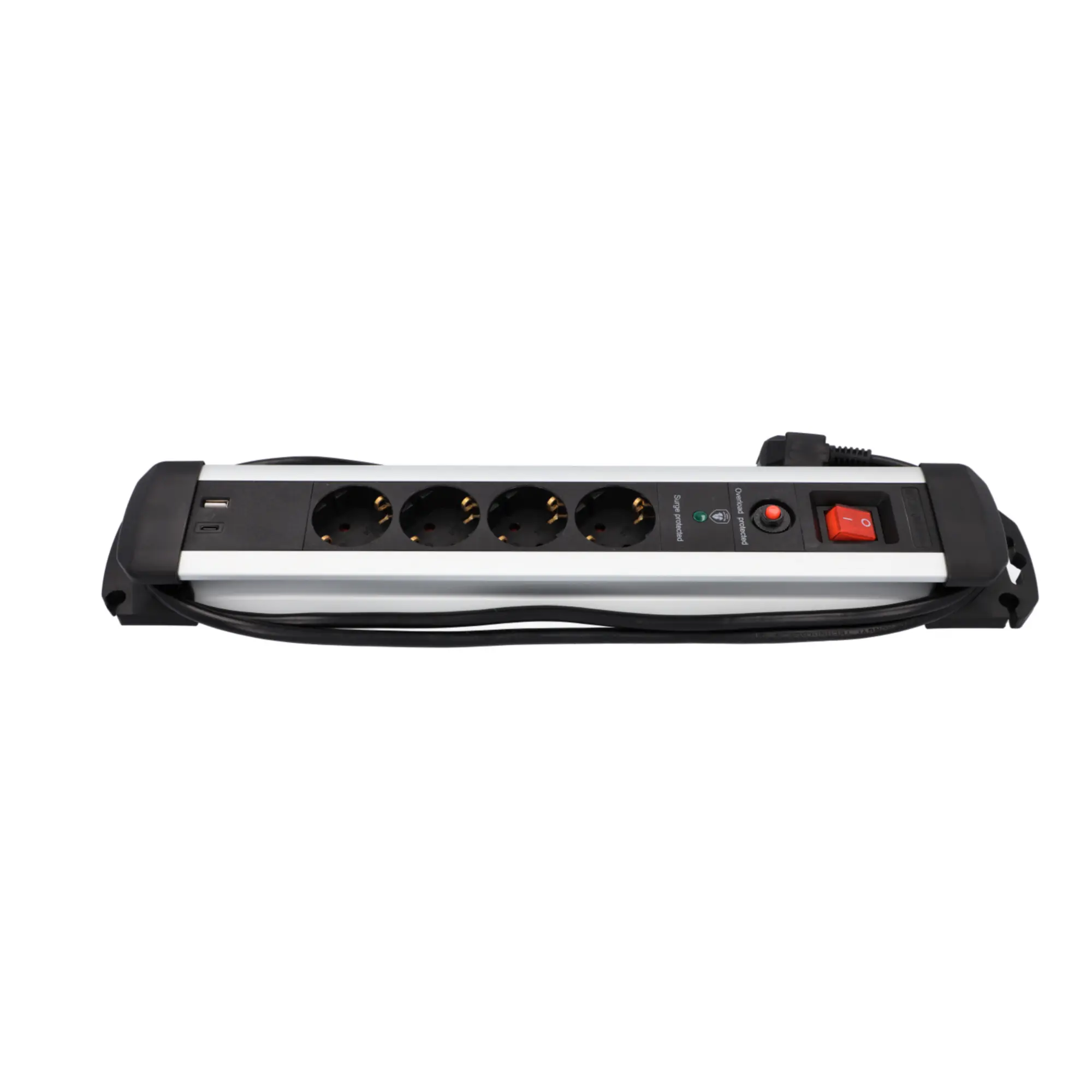 Unitec Tischsteckdose 4-fach mit Schalter & Überspannungsschutz 2 m