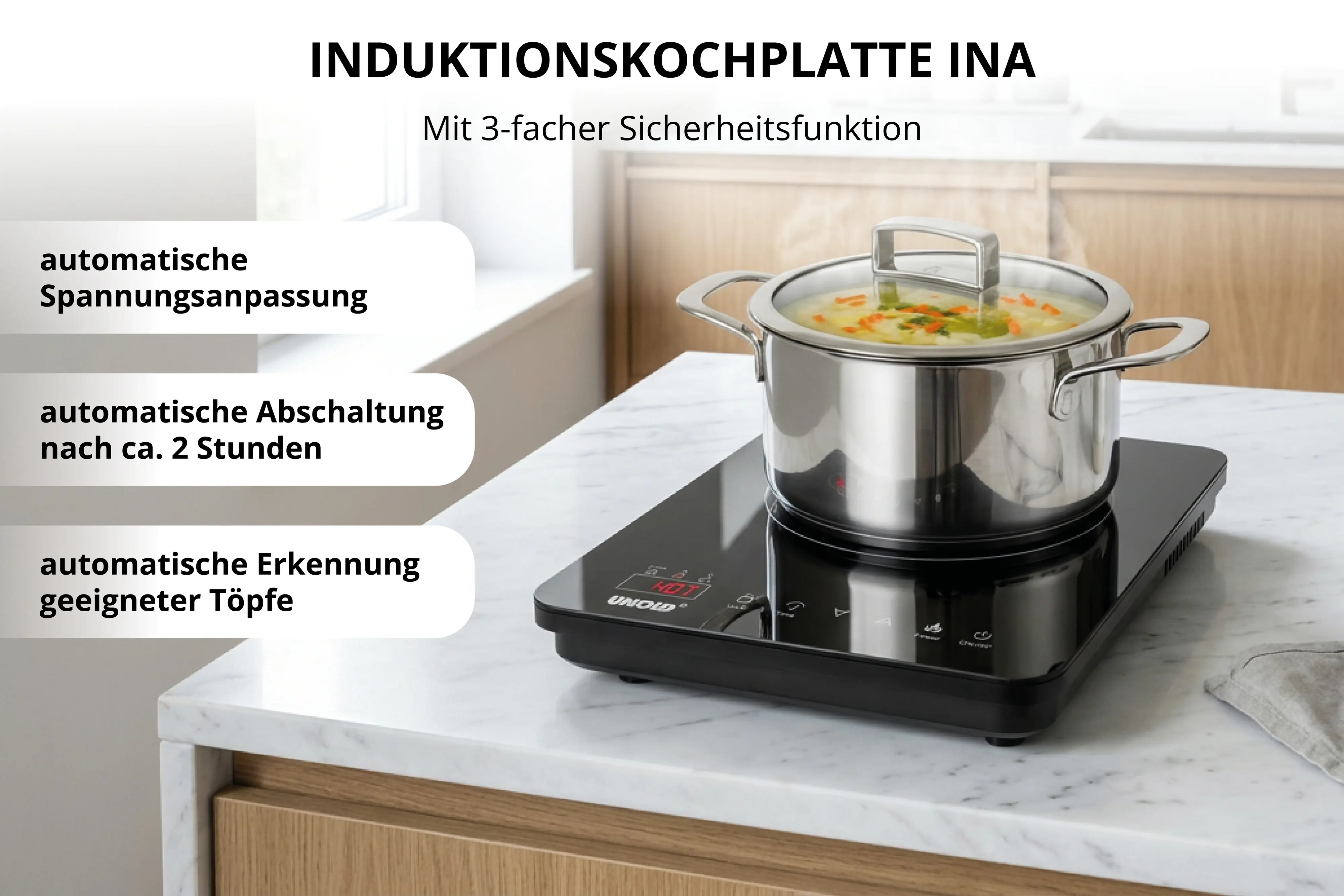 Unold 58305 Einzel-Induktionskochplatte Ina 2000 W