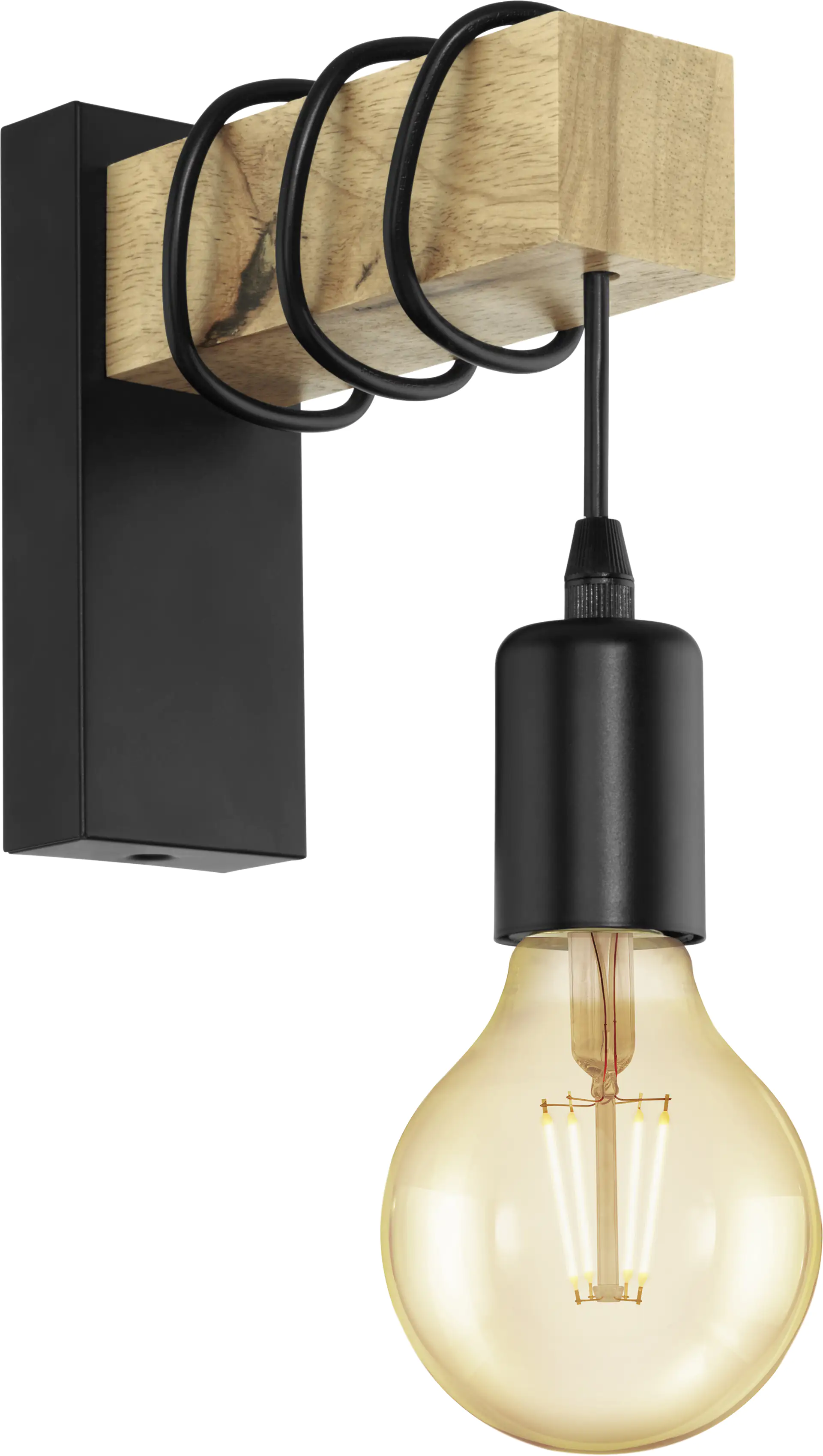 Eglo Wandleuchte Townshend schwarz-braun 21,5 x 6,5 cm E27, max. 60 W Eglo Wandleuchte Townshend schwarz-braun 21,5 x 6,5 cm E27, max. 60 W