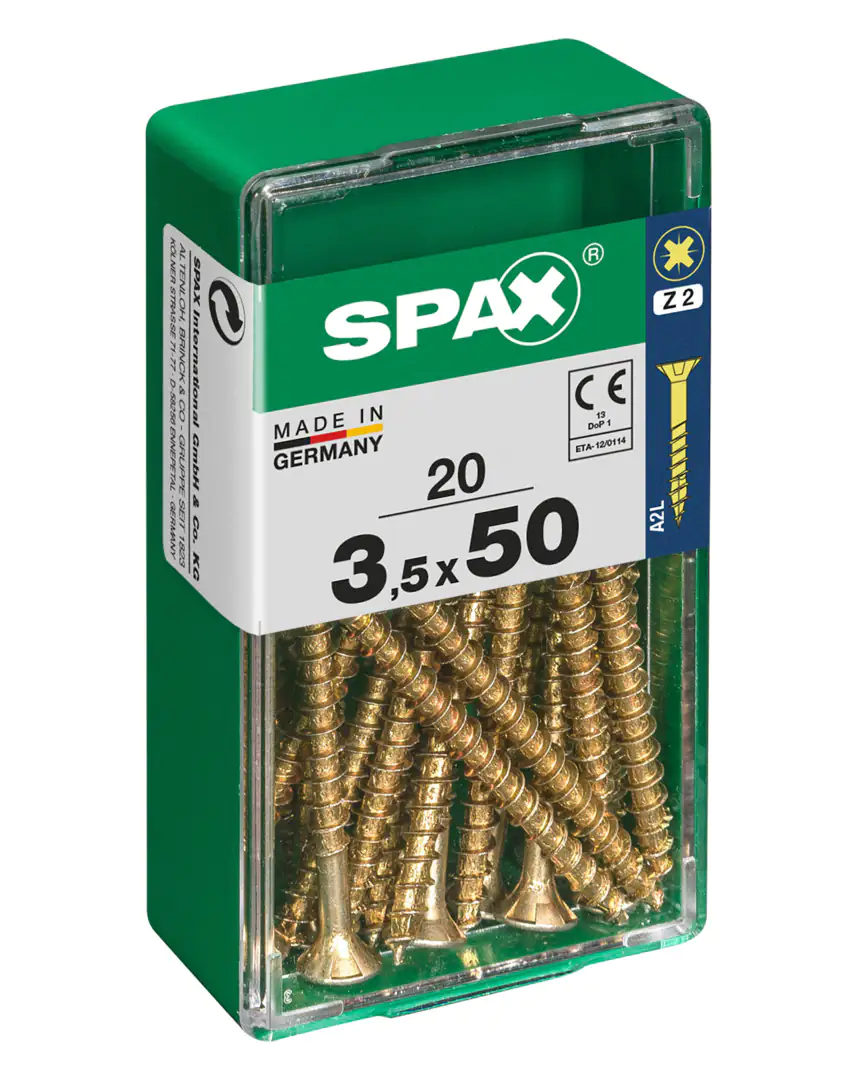 Spax Universalschrauben 3.5 x 50 mm PZ 2 - 20 Stk. Spax Universalschrauben 3.5 x 50 mm PZ 2 - 20 Stk.