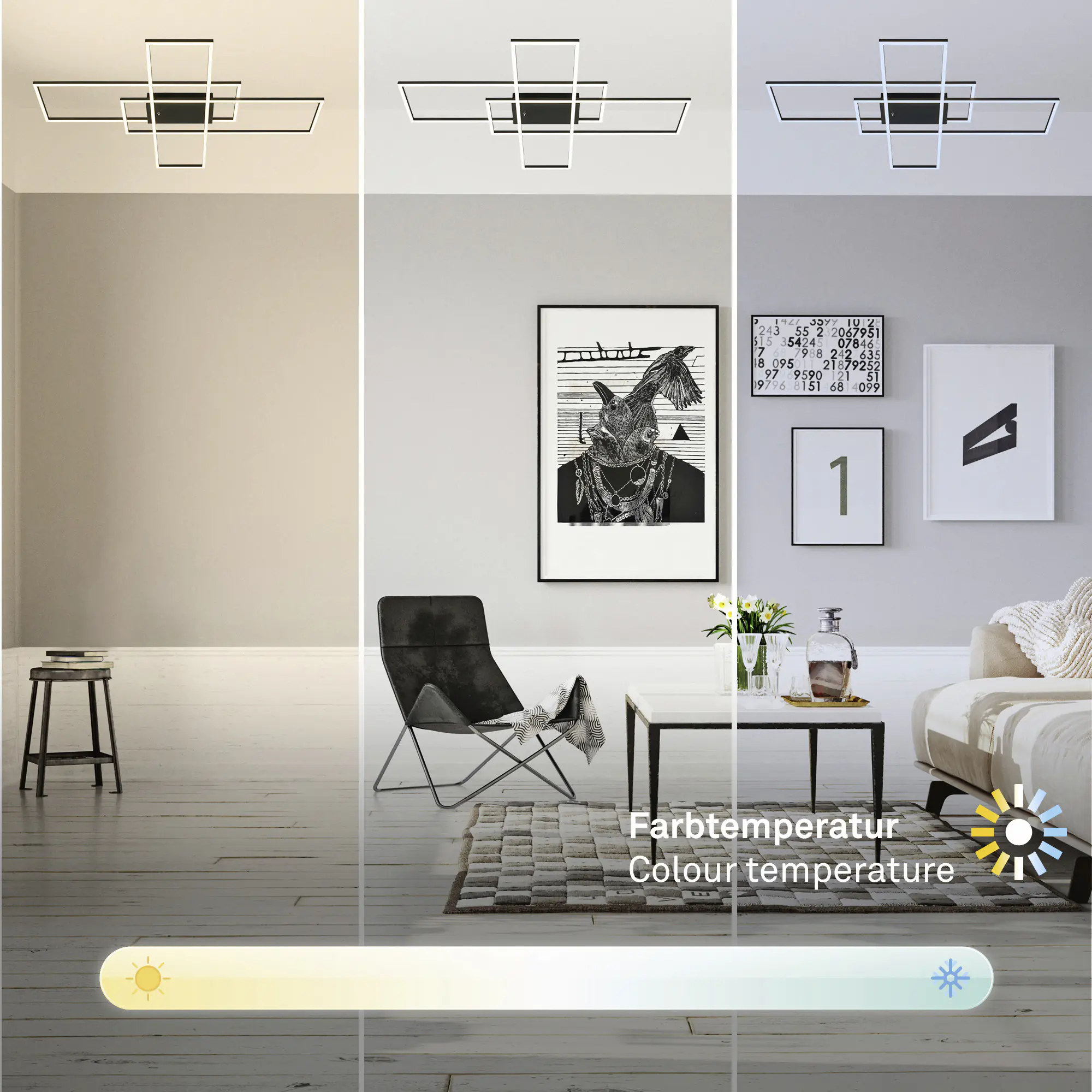 Briloner LED-Deckenleuchte Roami 104 x 71 cm schwarz CCT dimmbar