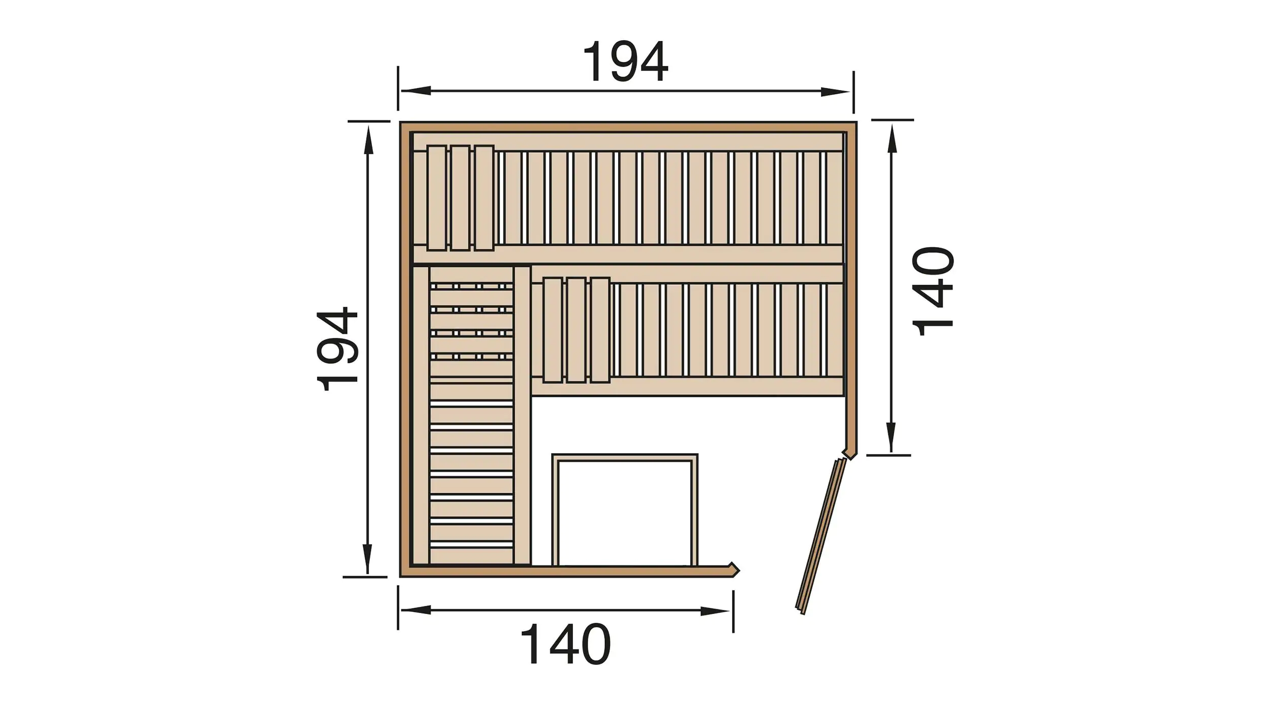 Weka Element-Ecksauna Varberg 3 mit Holztür Weka Element-Ecksauna Varberg 3 mit Holztür