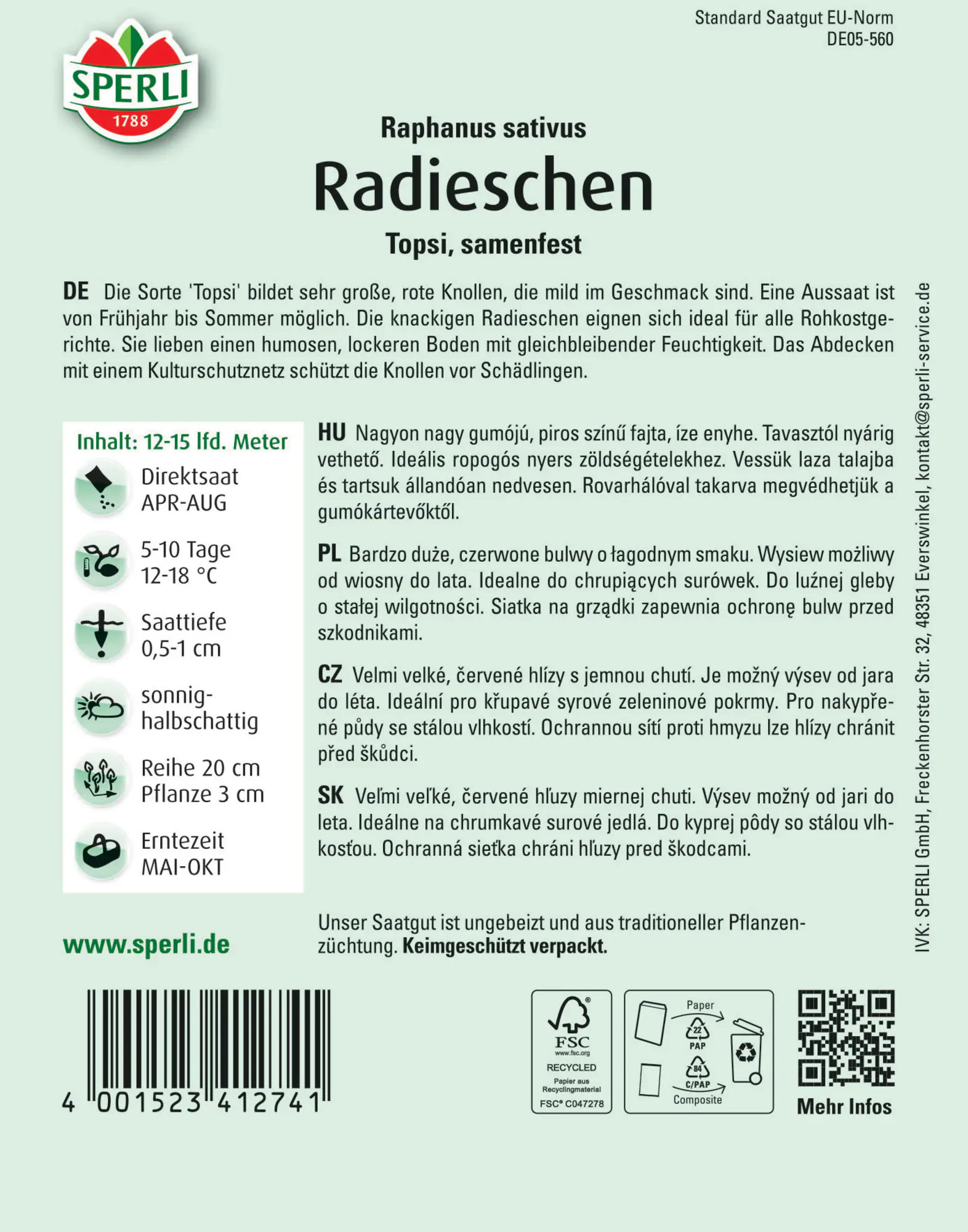 Sperli Radieschen Topsi
