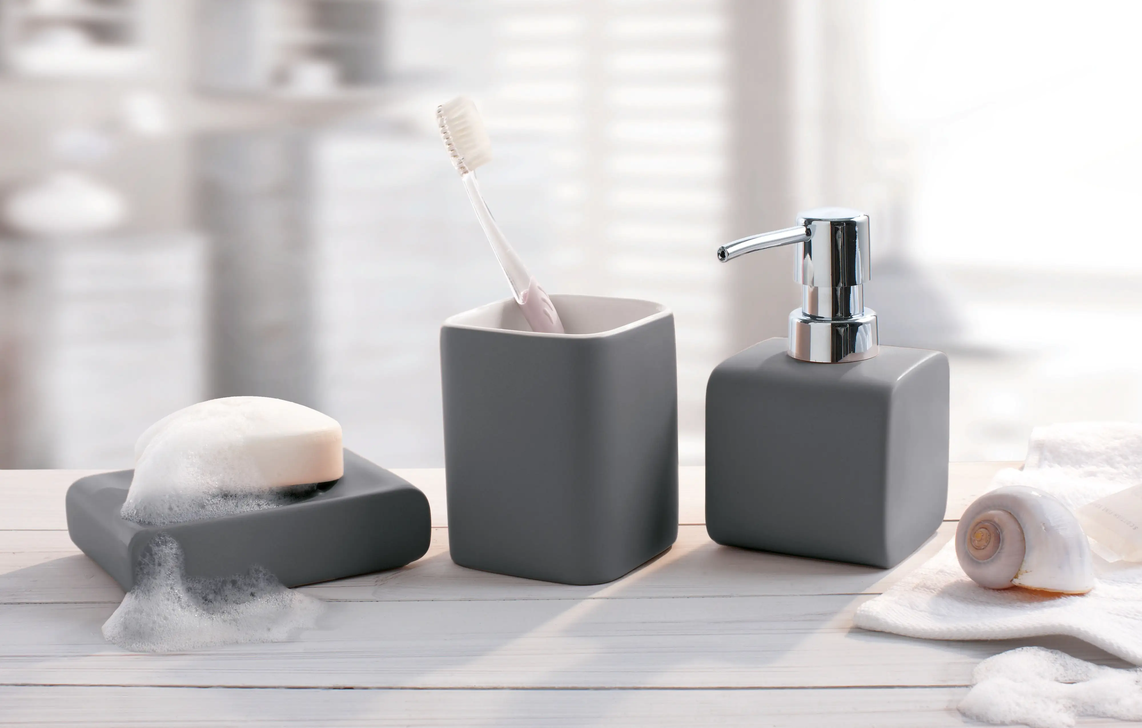 Kleine Wolke Seifenspender Cubic anthrazit