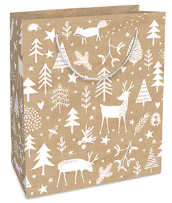 Braun & Company Geschenktragetasche Tiere im Winterwald 18 x 21 x 8 cm