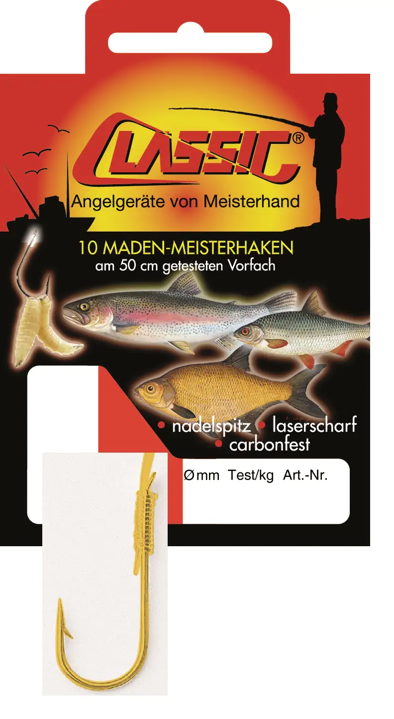 Classic Madenhaken Größe 12 gebunden gold 10 Stück