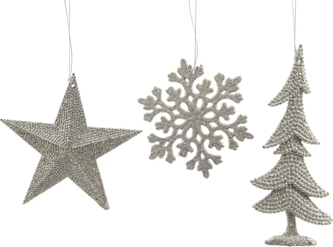 Kaemingk Weihnachtsanhänger in silber Glitter 10,5 cm