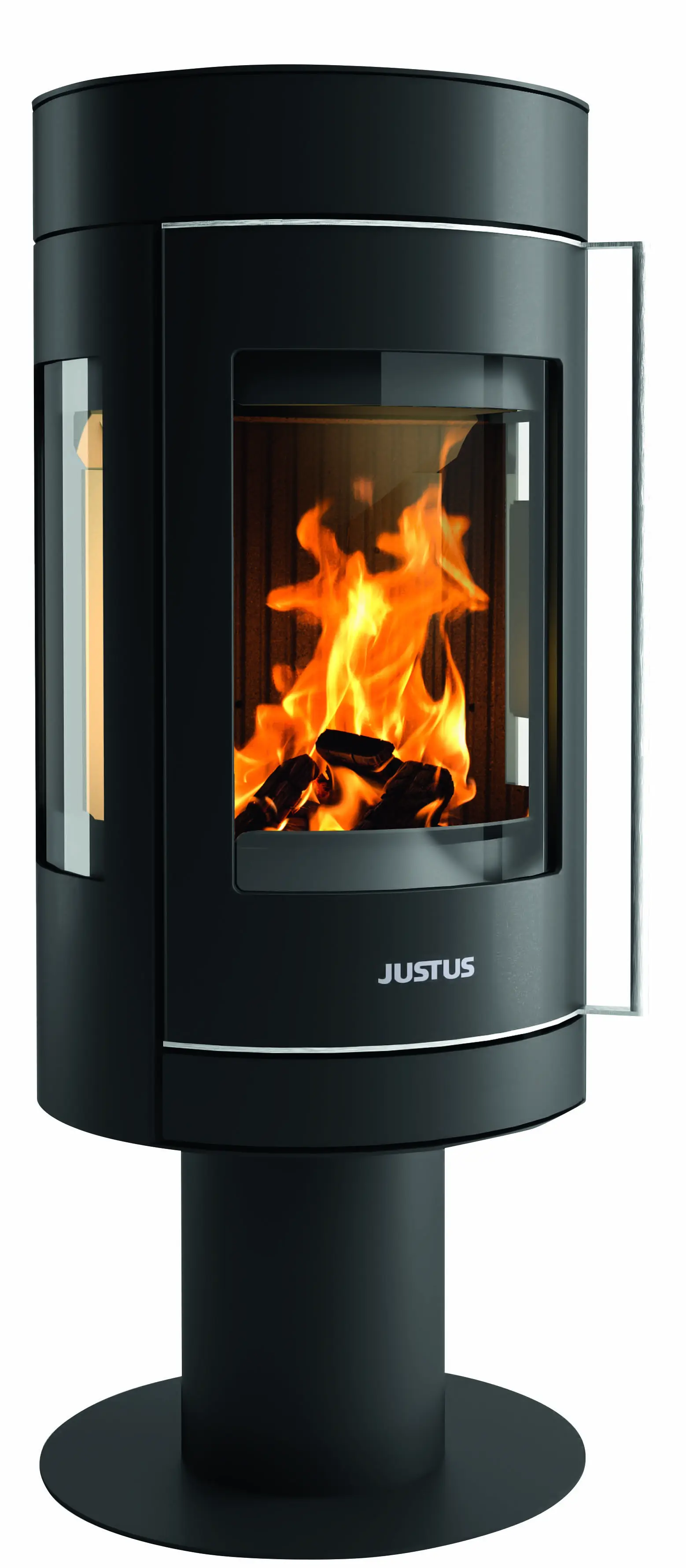 Justus Kaminofen Meva Stahl schwarz mit Abdeckplatte Guss schwarz 5,5 kW