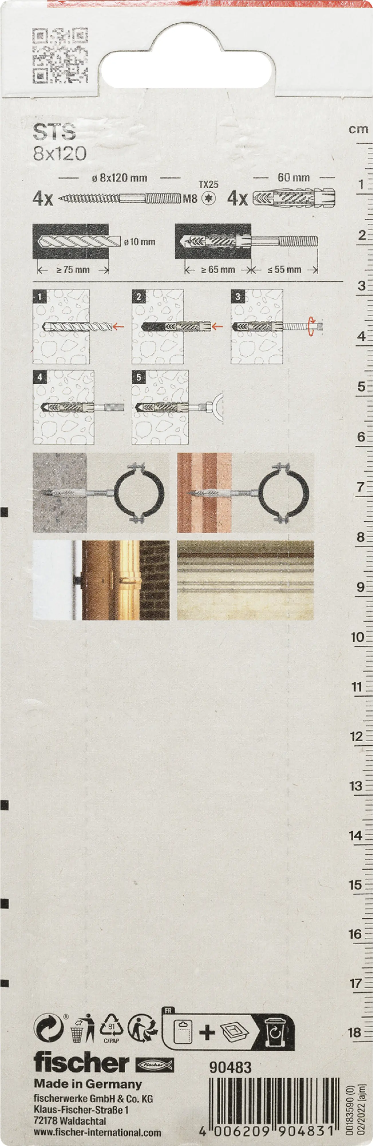 Fischer Stockschrauben mit Dübel STS Ø 8 x 120 mm - 8 Stk.