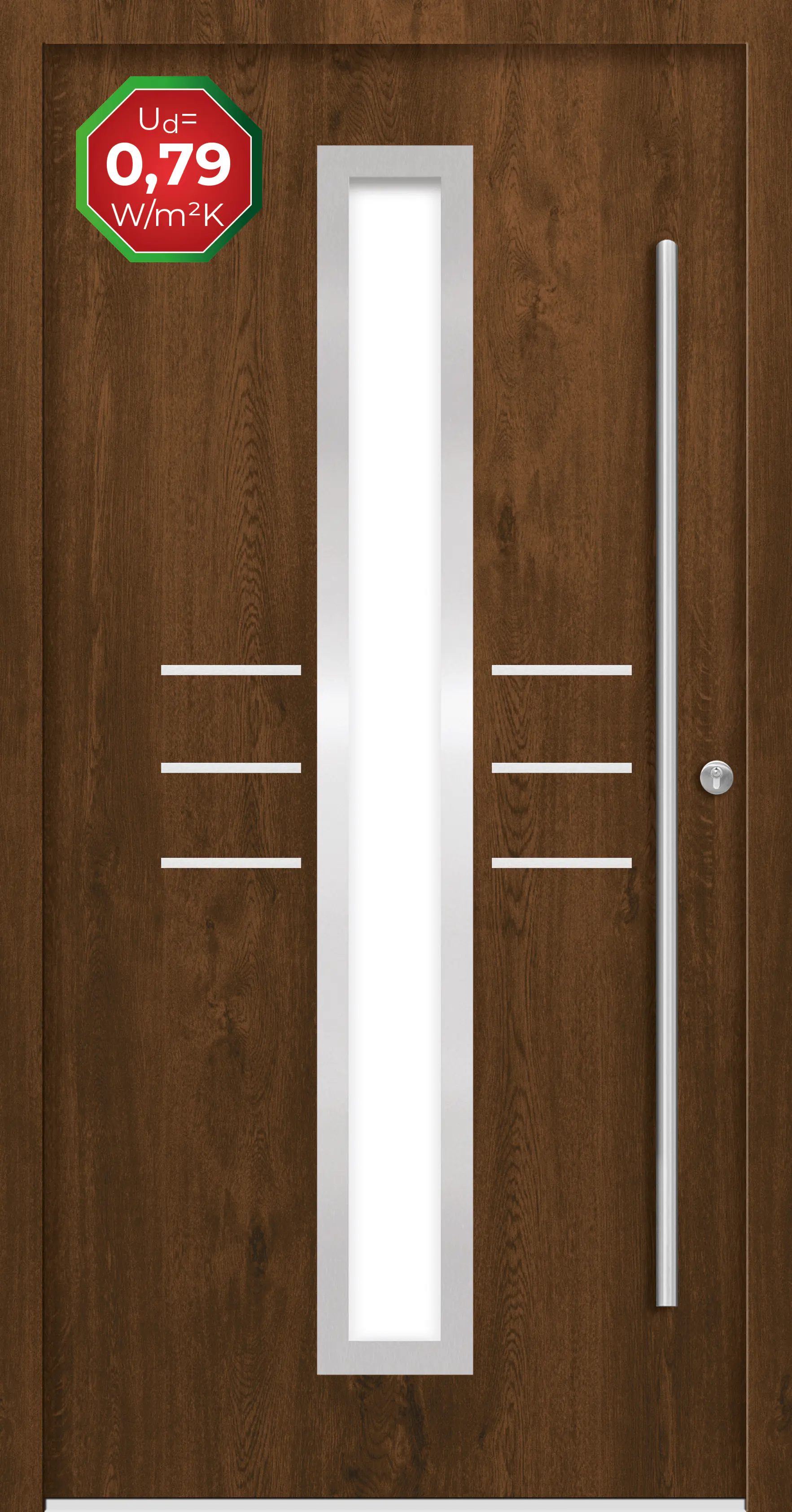 Splendoor Haustür Passivedoor Premium B07 Nussbaum DIN Rechts 110 x 210 cm