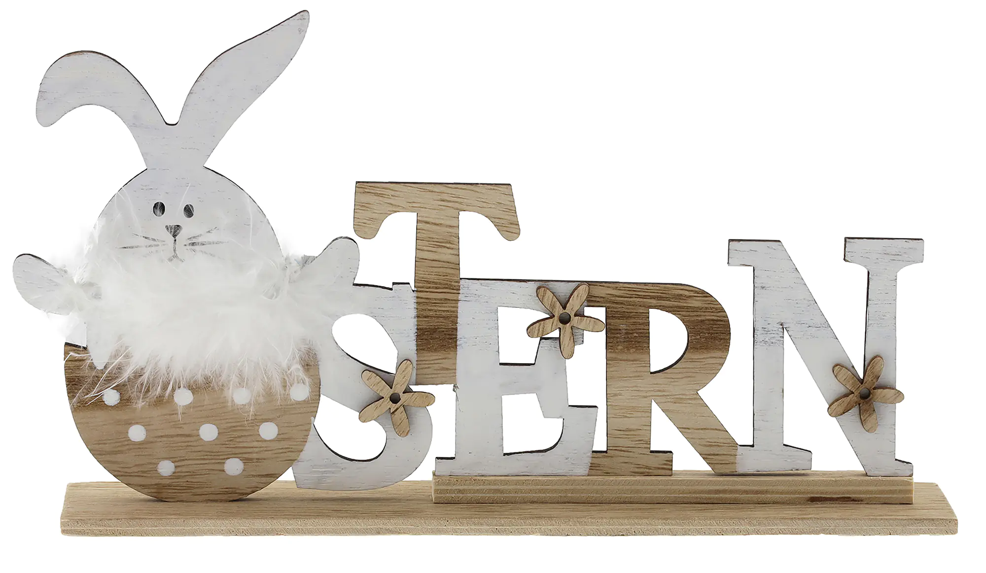 Deko Aufsteller Ostern Holz 22,5 x 13 cm natur weiß