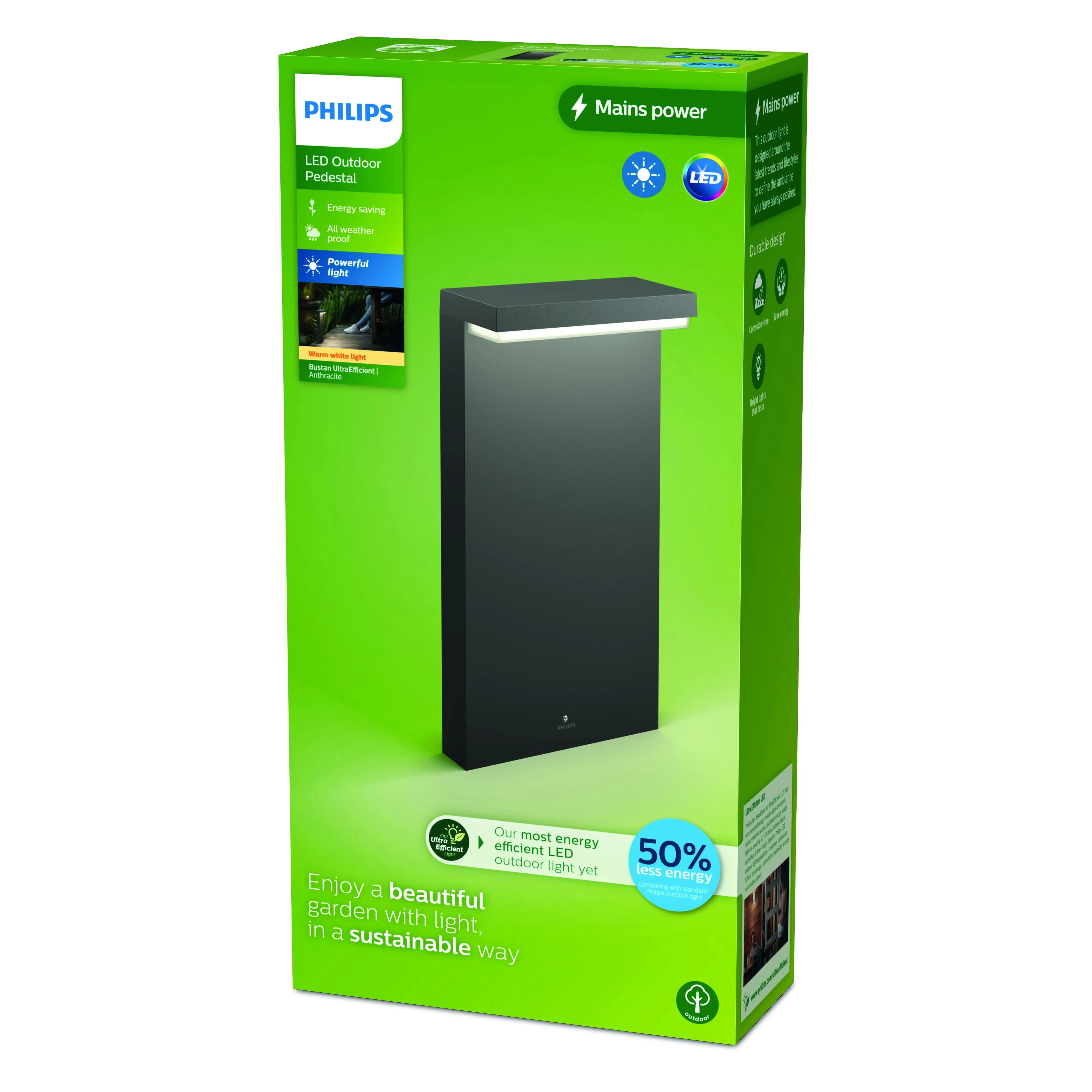 Philips LED Sockelleuchte Bustan warmweiß anthrazit Philips LED Sockelleuchte Bustan warmweiß anthrazit