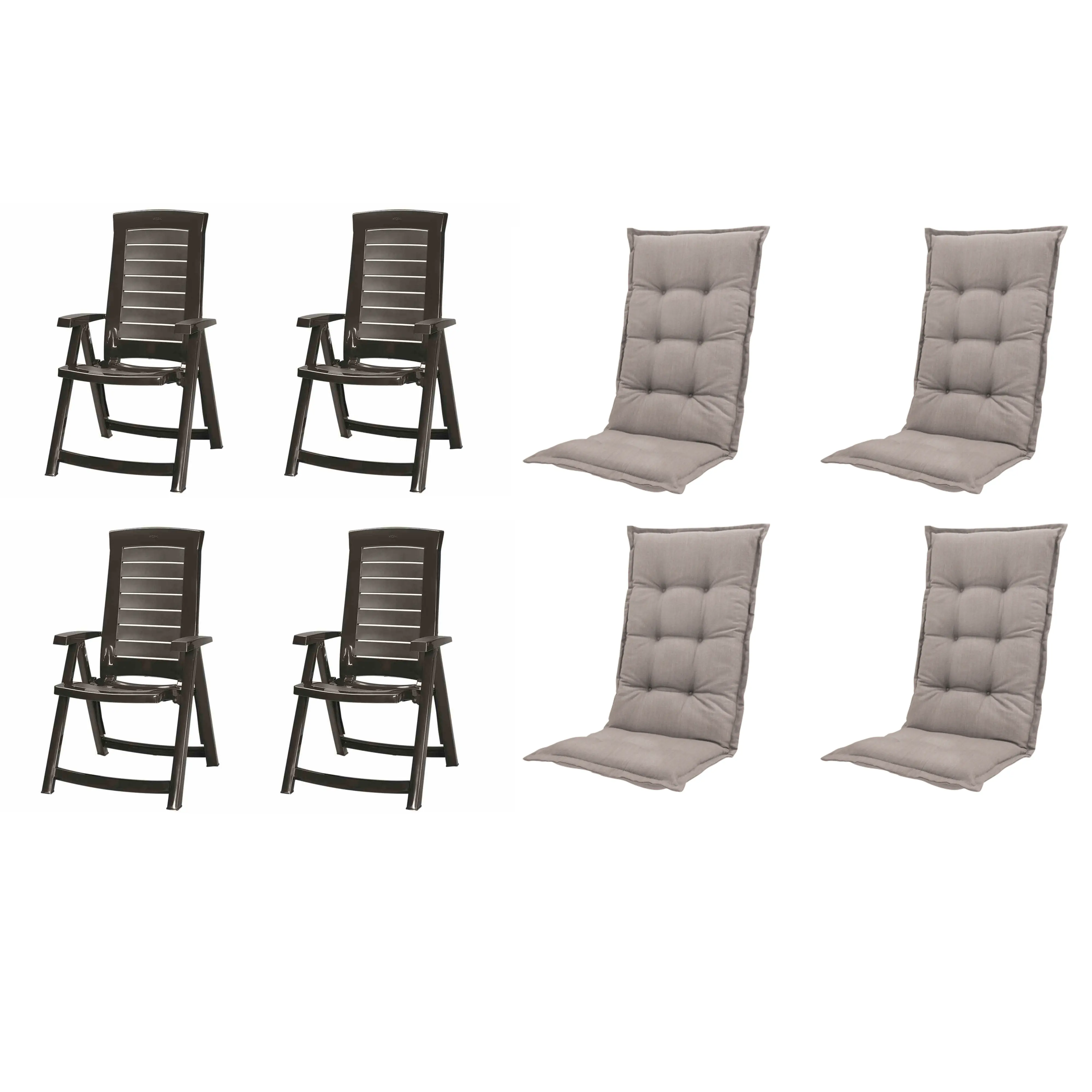 Jardin Gartenstuhl-Set Aruba mit Auflagen graphit/taupe 8-tlg.