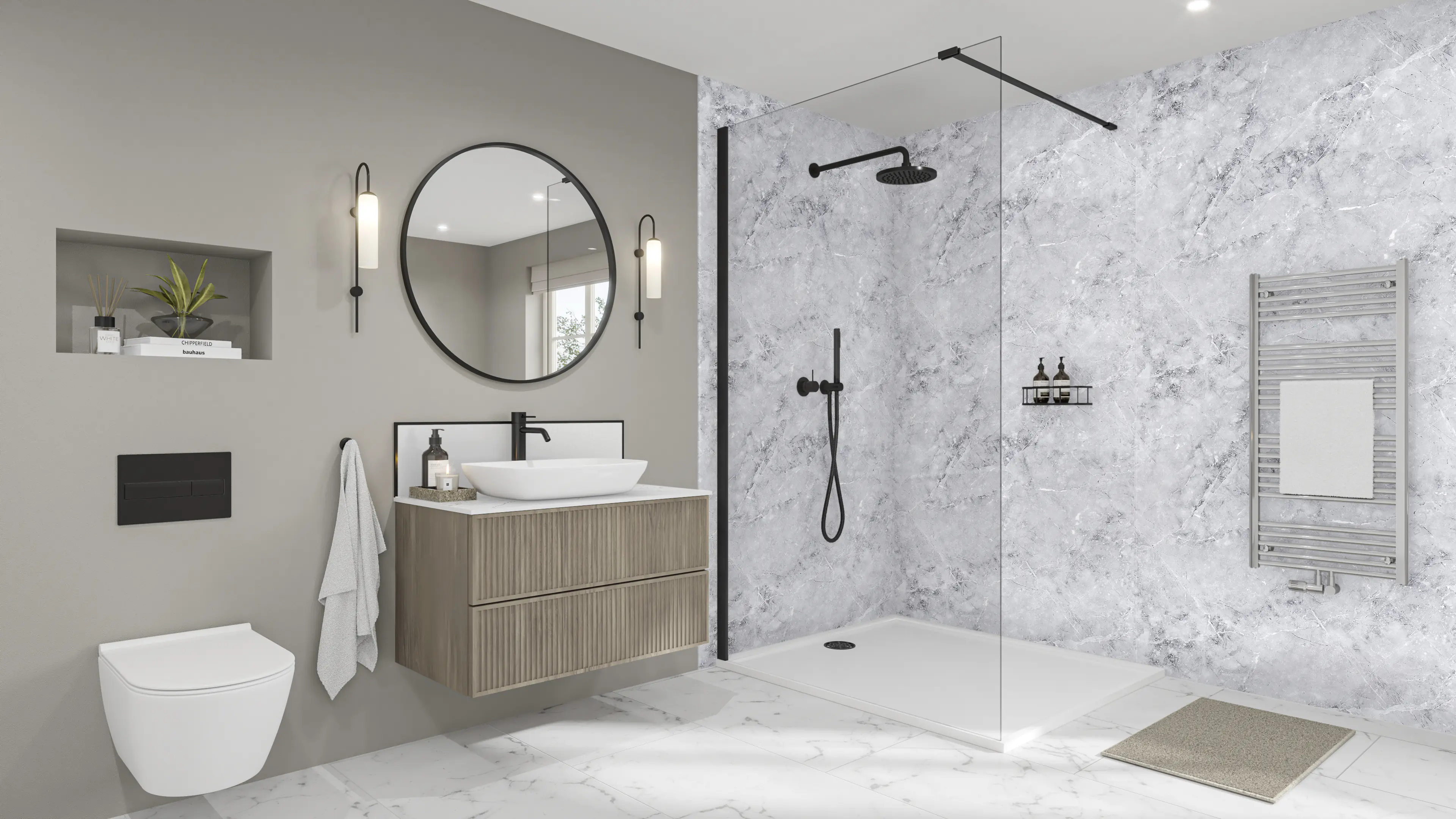 Wetwall Elite Duschrückwand Fumo 60 x 242 cm mit Nut & Feder