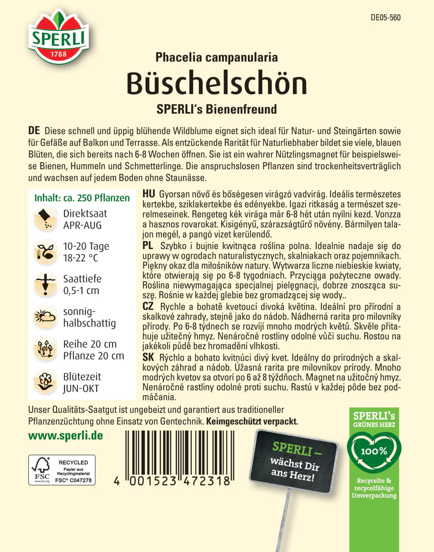 Sperli Büschelschön SPERLI's Bienenfreund Sperli Büschelschön SPERLI's Bienenfreund