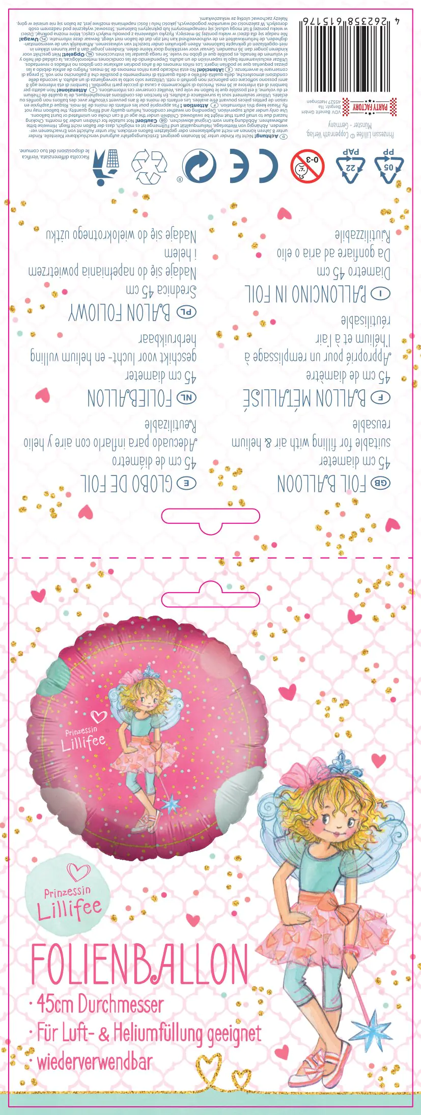 Folienballon Prinzessin Lillifee Ø 45 cm Folienballon Prinzessin Lillifee Ø 45 cm