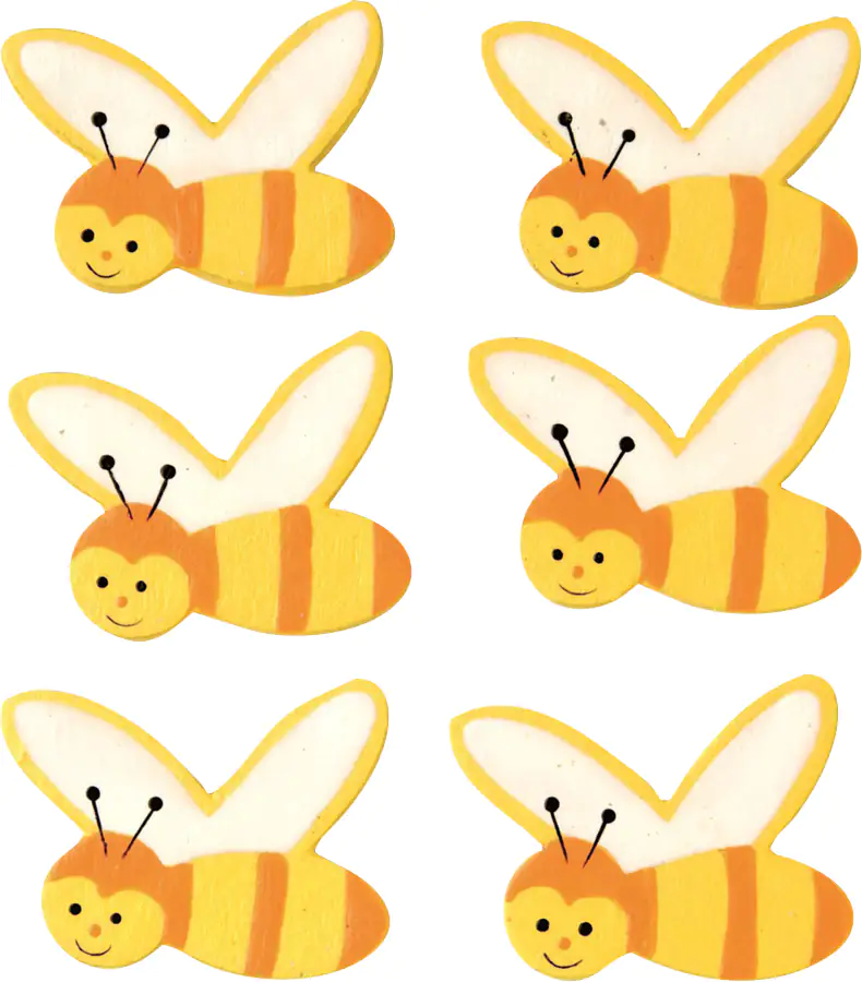 7610877418476 Glorex Streuteile Bienen 6 Stück, gelb