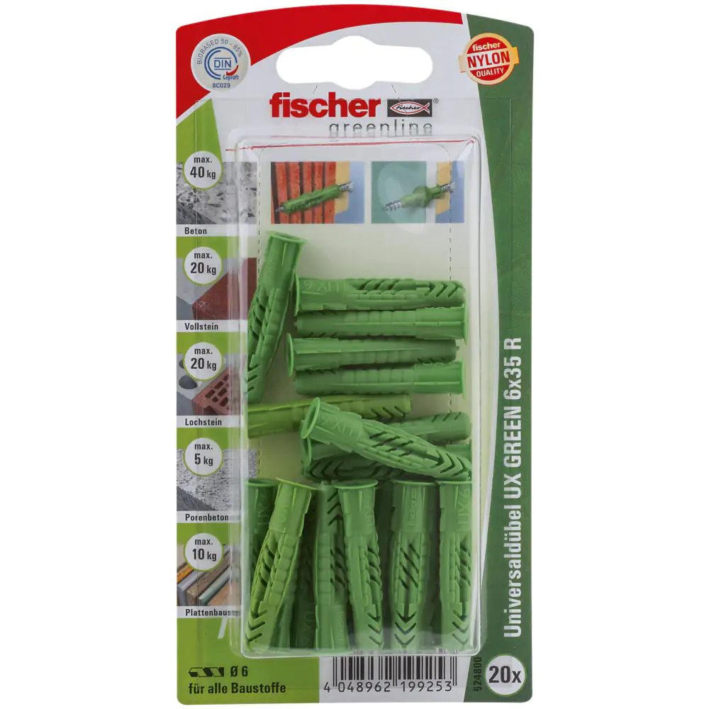 Fischer Universaldübel UX green 6.0 x 35 mm - 20 Stück