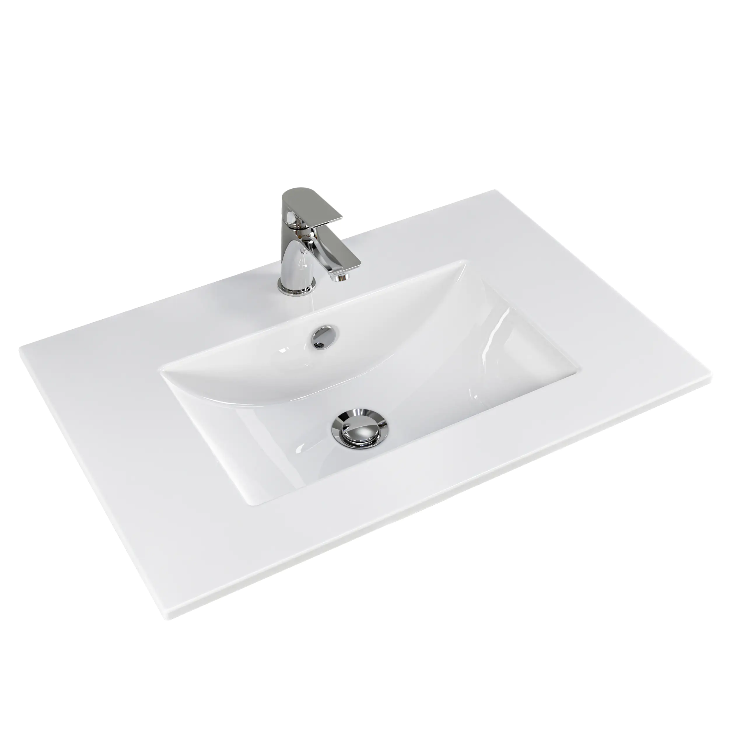 Pelipal Badmöbel-Set 6040 Schneeweiß Glanz/Weiß Glanz mit Keramik-Waschtisch + Midischrank 107 cm