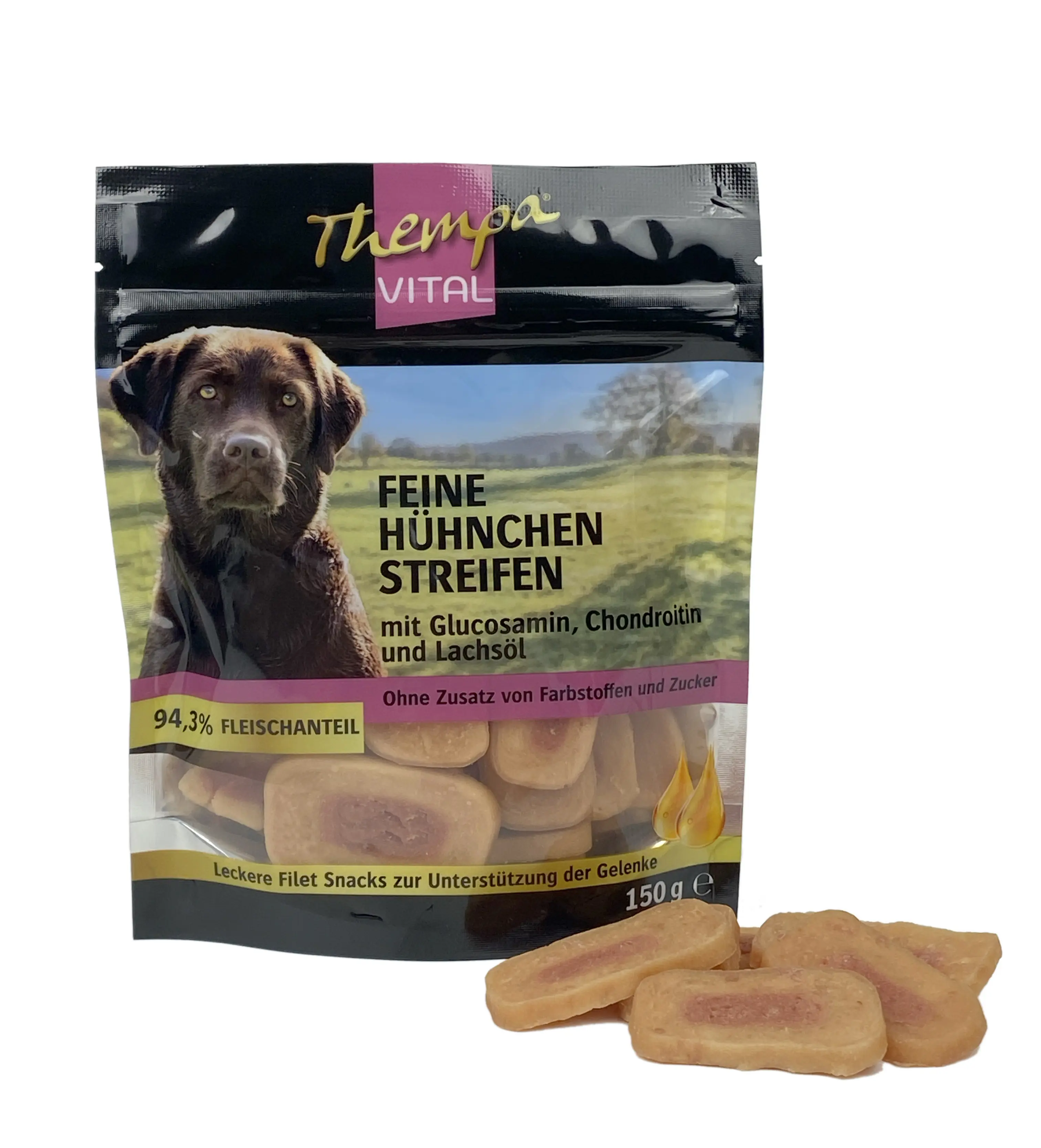 Thempa Vital Hundesnack Adult Hühnchenstreifen mit Kürbis 150 g