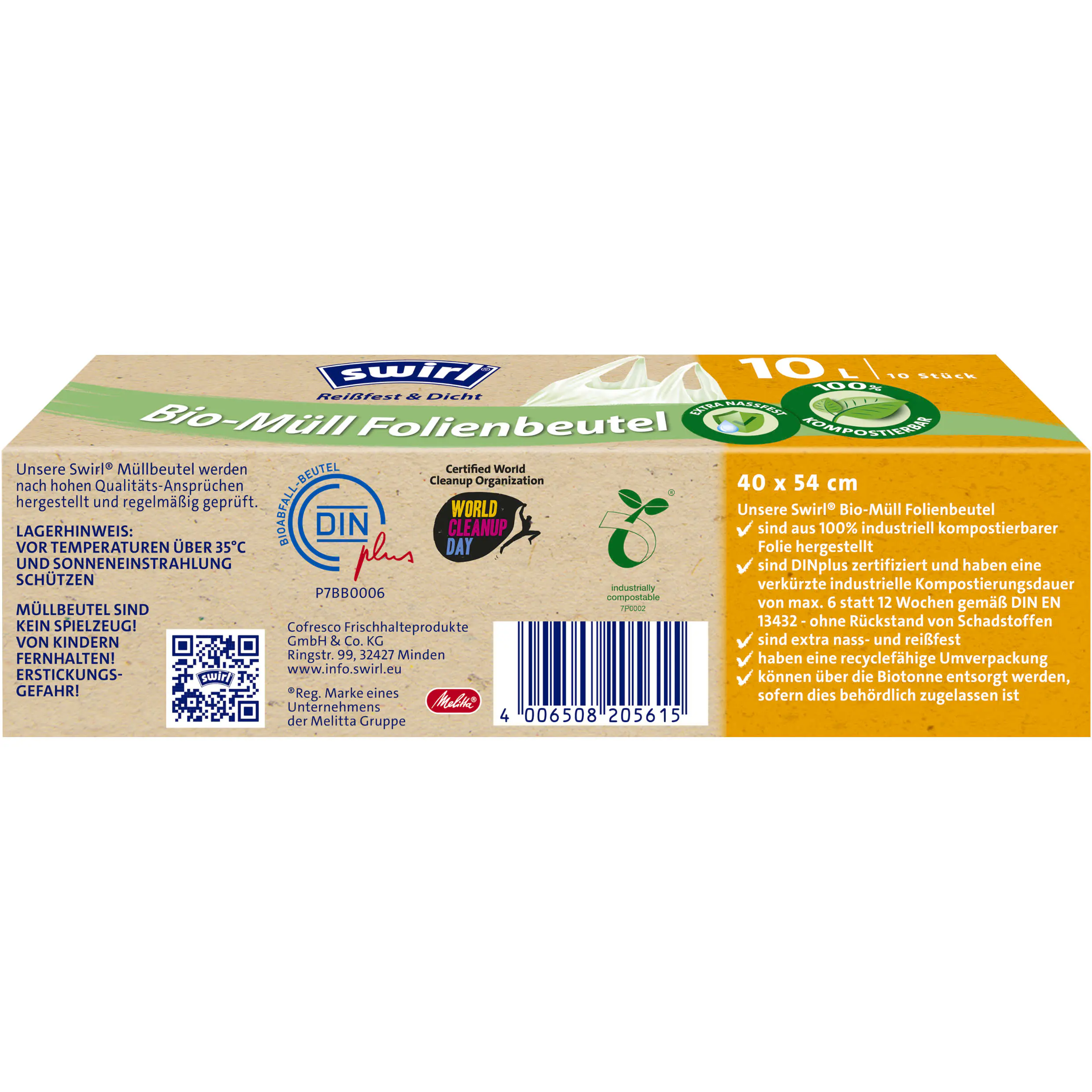 Swirl® 10 l Bio-Müll Folienbeutel mit Tragegriff quer