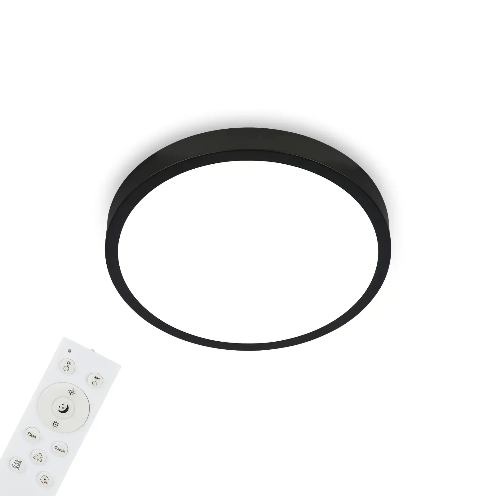 Briloner LED Deckenleuchte Runa Ø 38 cm, Metallrahmen schwarz, RGBW