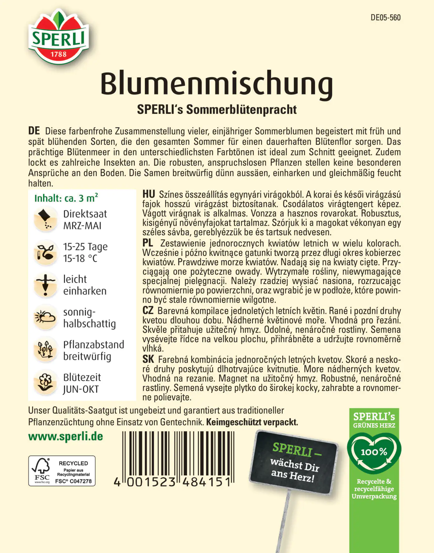 Sperli Blumenmischung SPERLI's Sommerblütenpracht