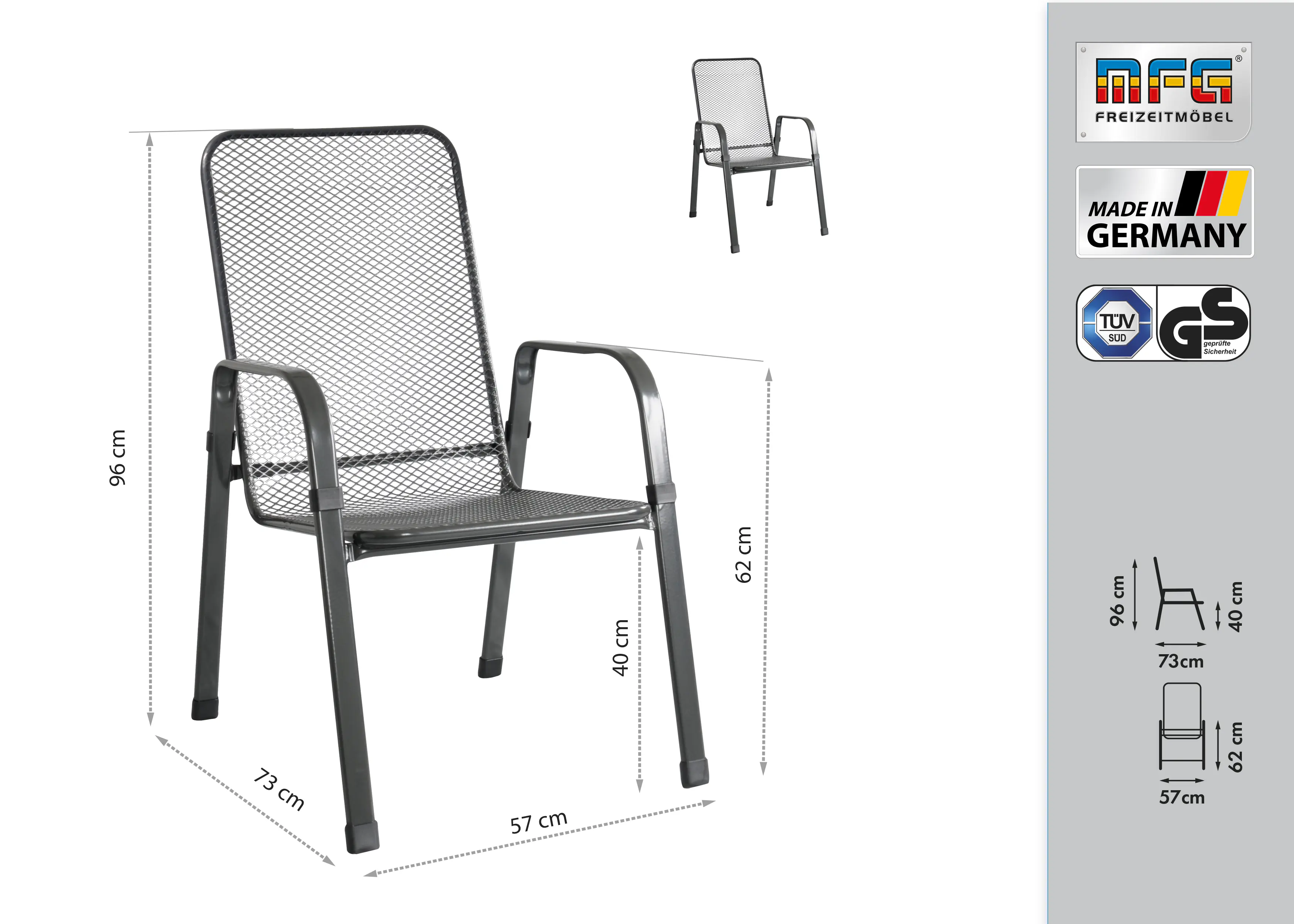 MFG Gartenstuhl wetterfest Stahl Mec-Stor stapelbar MFG Gartenstuhl wetterfest Stahl Mec-Stor stapelbar