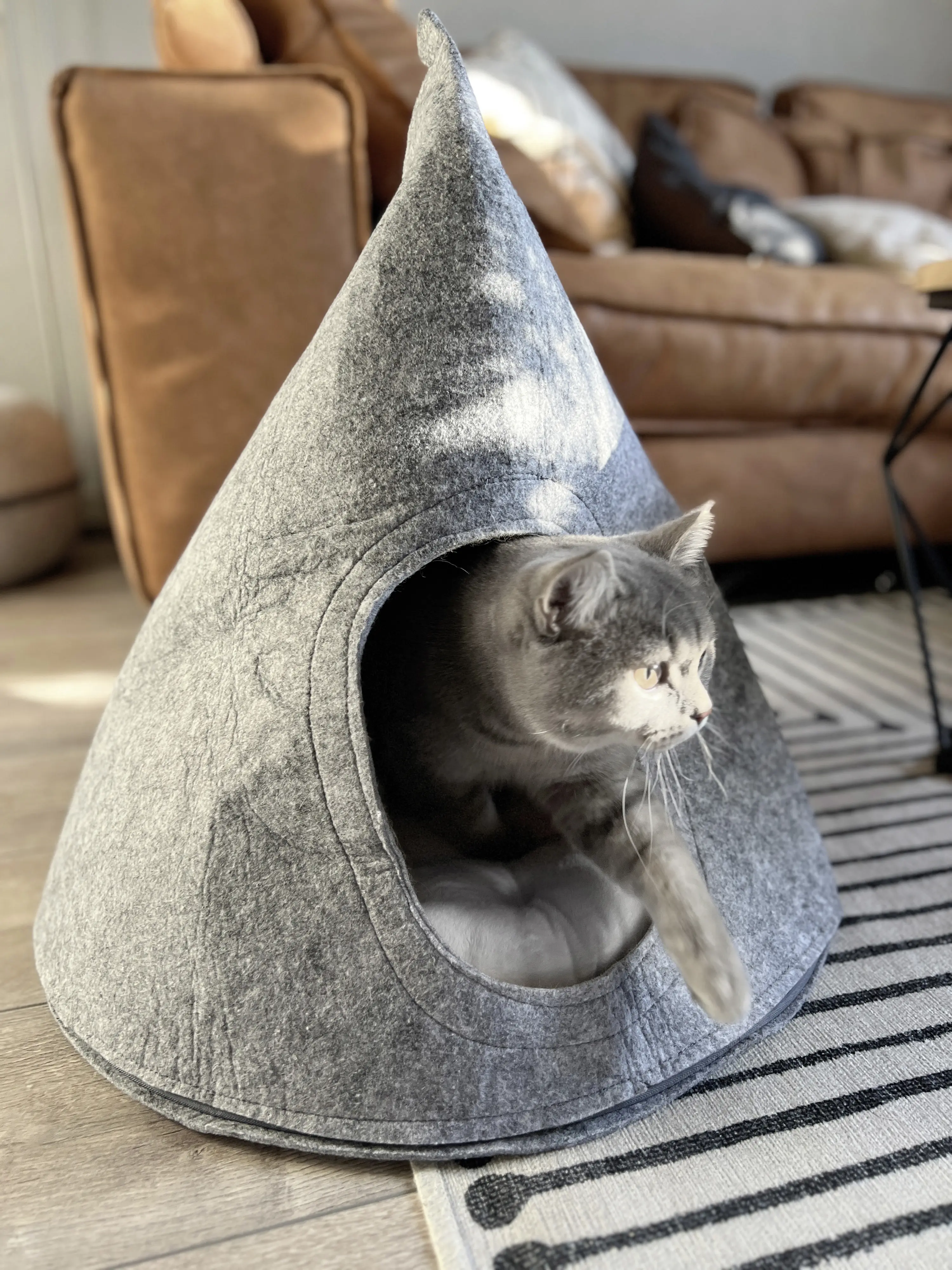 Aumüller Tipi Filz hellgrau mit Reißverschluß waschbar 50 x 50 x 60 cm