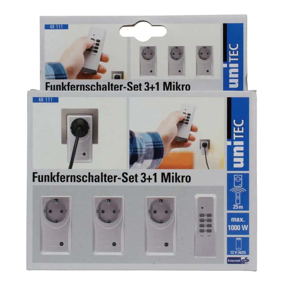 Funkfernschalter-Set 3 Steckdosen + 1 Fernbedienung, silber Funkfernschalter-Set 3 Steckdosen + 1 Fernbedienung, silber