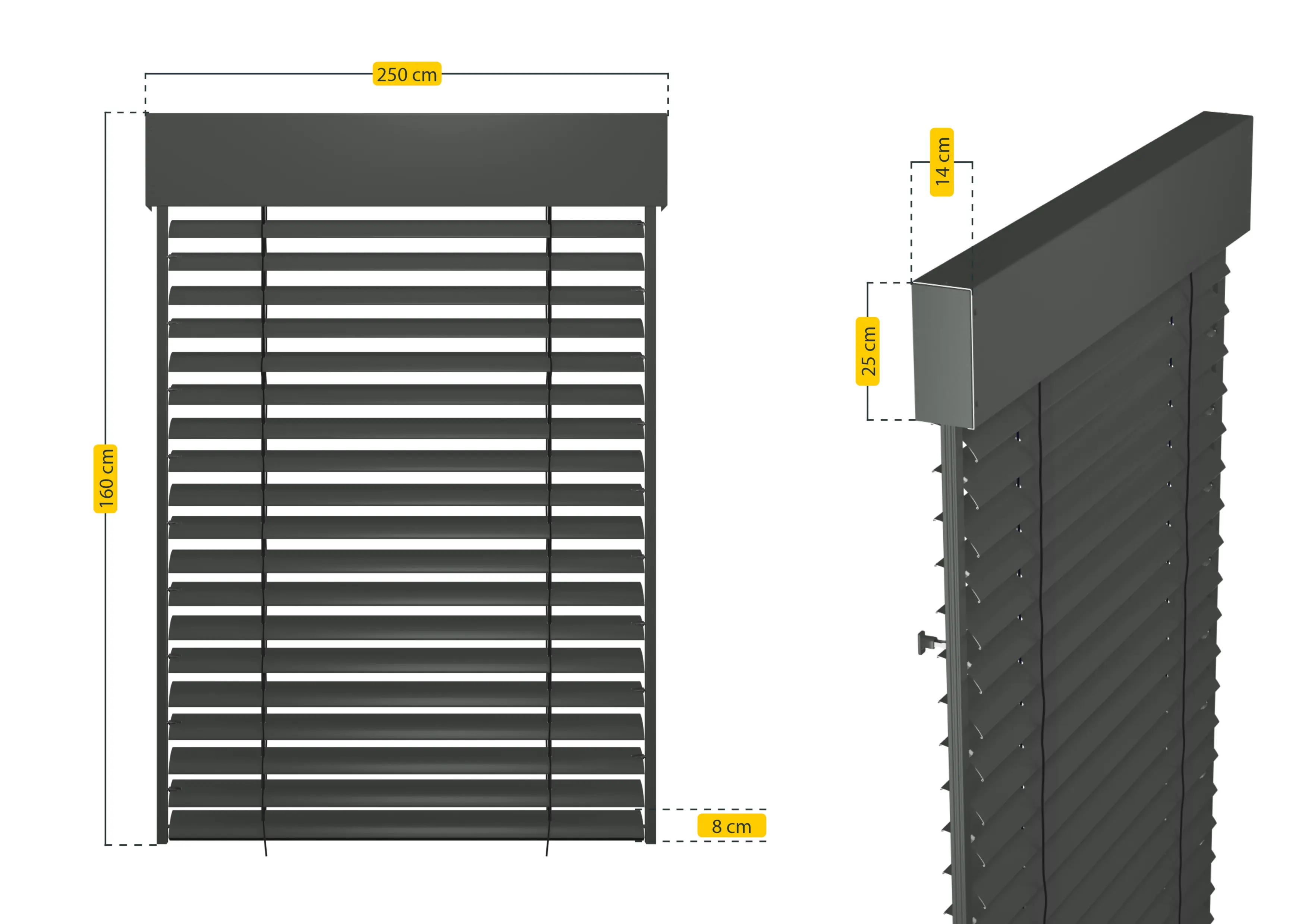 Schellenberg Raffstore Express, anthrazit 250 x 160 cm, Blende 25 cm