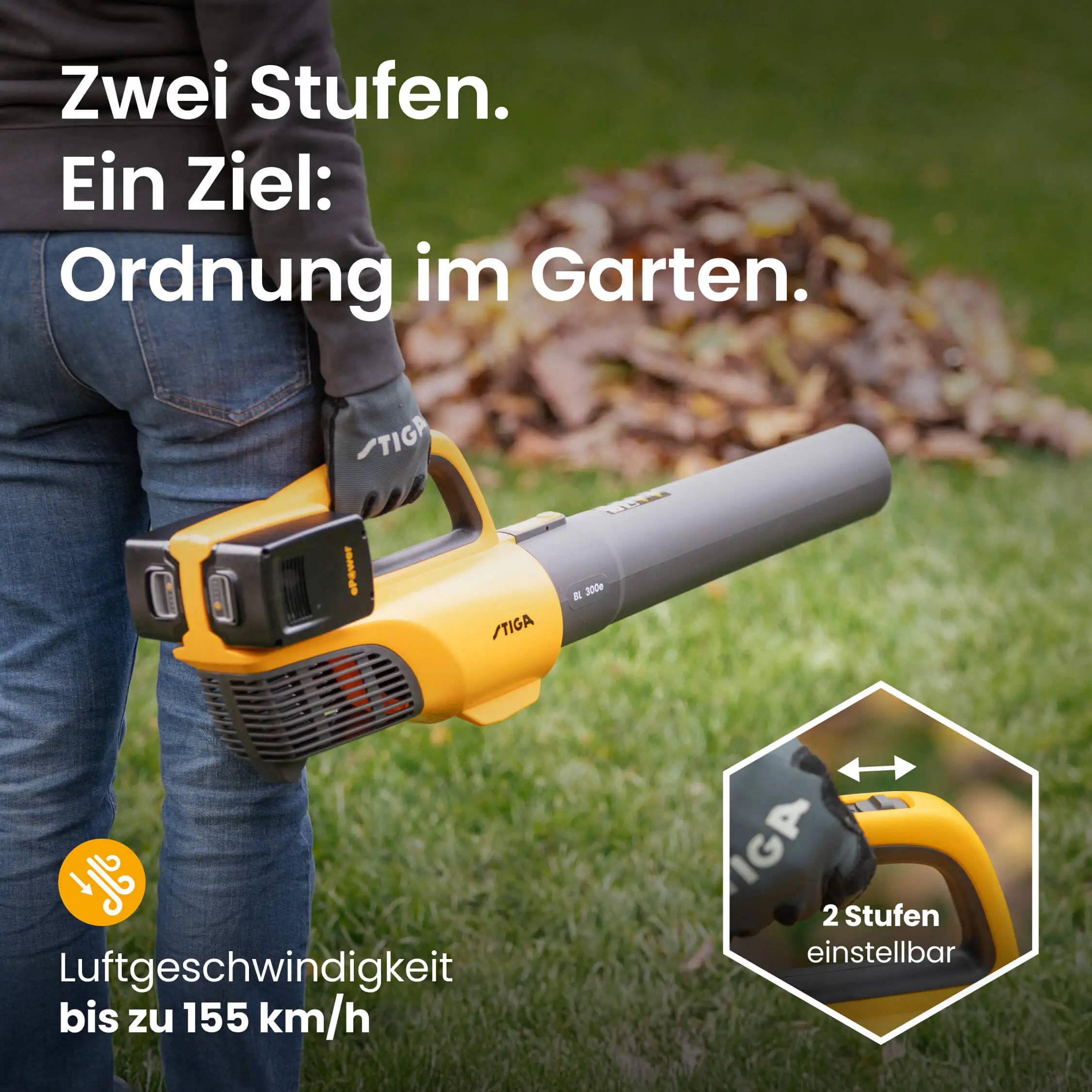 Stiga Akku-Laubbläser BL 300e Set inkl. Akkus und Ladegerät