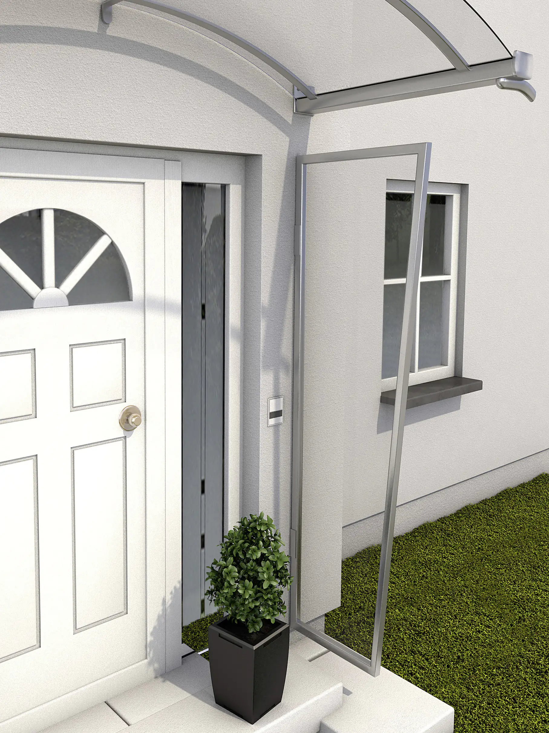 Gutta Acryl-Seitenblende B1 Edelstahloptik, Acrylglas klar