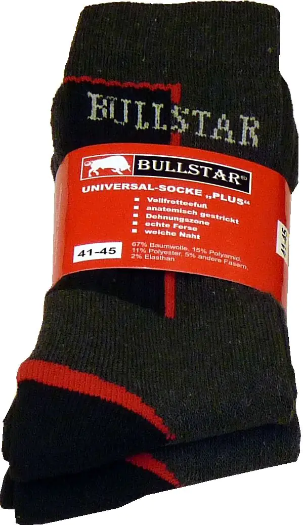 Bullstar Universalsocken Plus 2er Pack grau-rot Bullstar Universalsocken Plus 2er Pack grau-rot