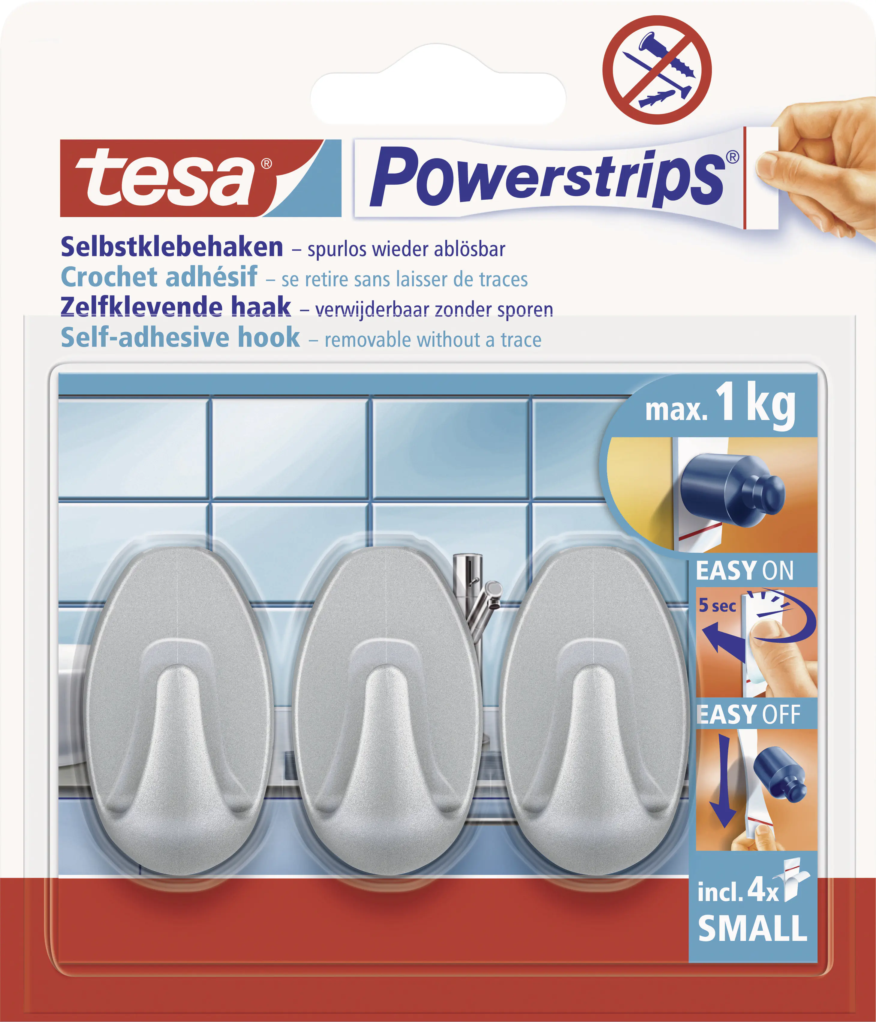 tesa Haken Powerstrip Small oval, matt-chrome tesa Haken Powerstrip Small oval, matt-chrome