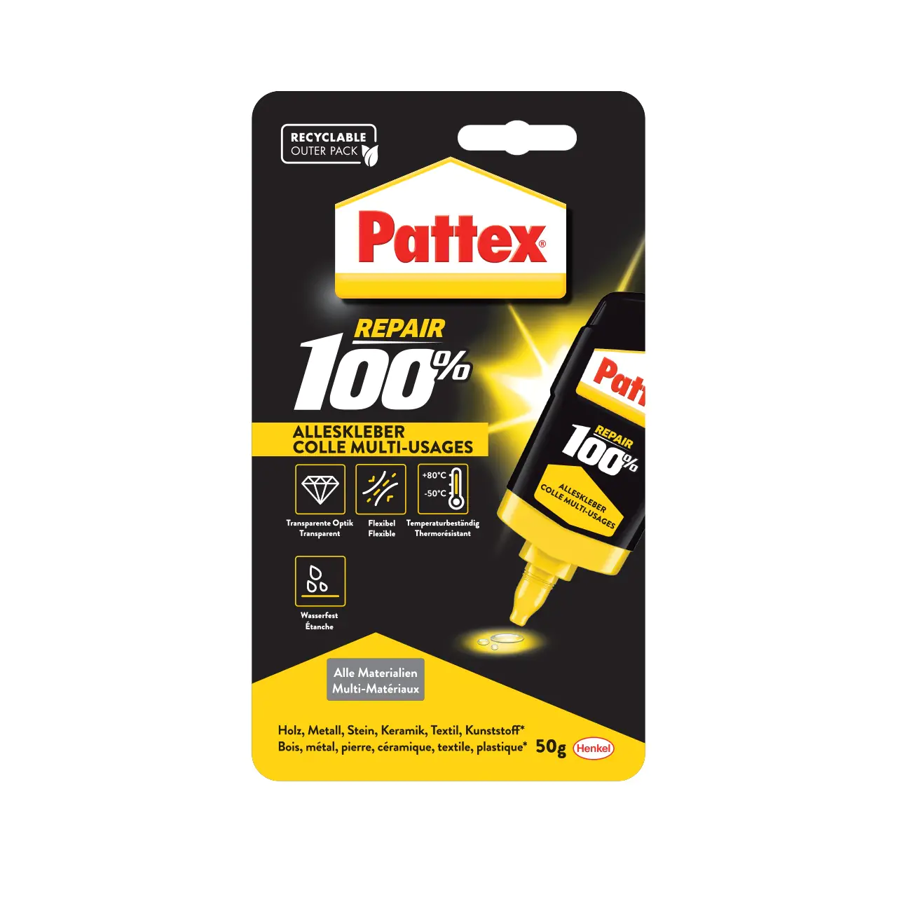 Pattex Alleskleber 100 % Repair transparent 50 g Flasche