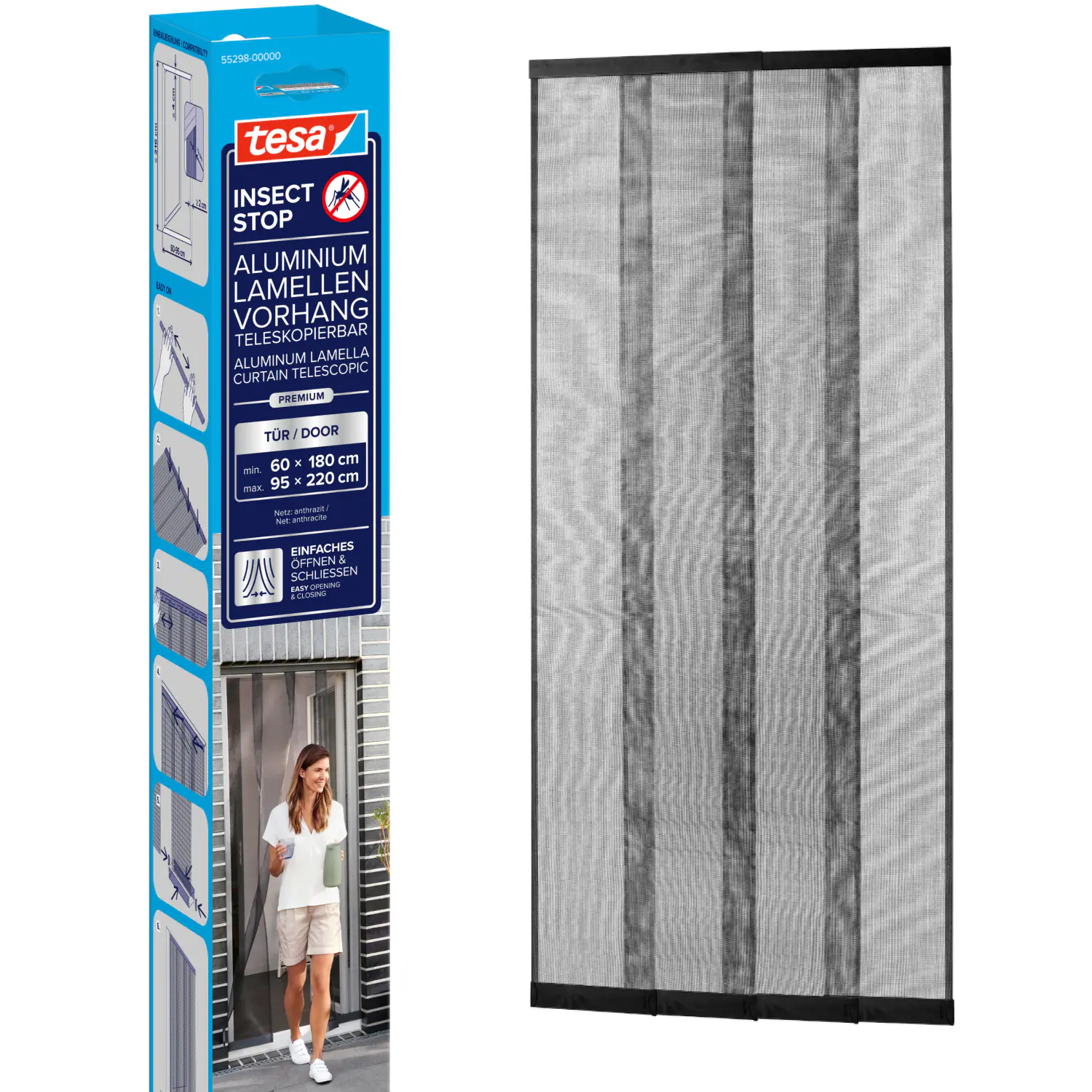 tesa Lamellentür Premium Teleskop 95 x 220 cm anthrazit