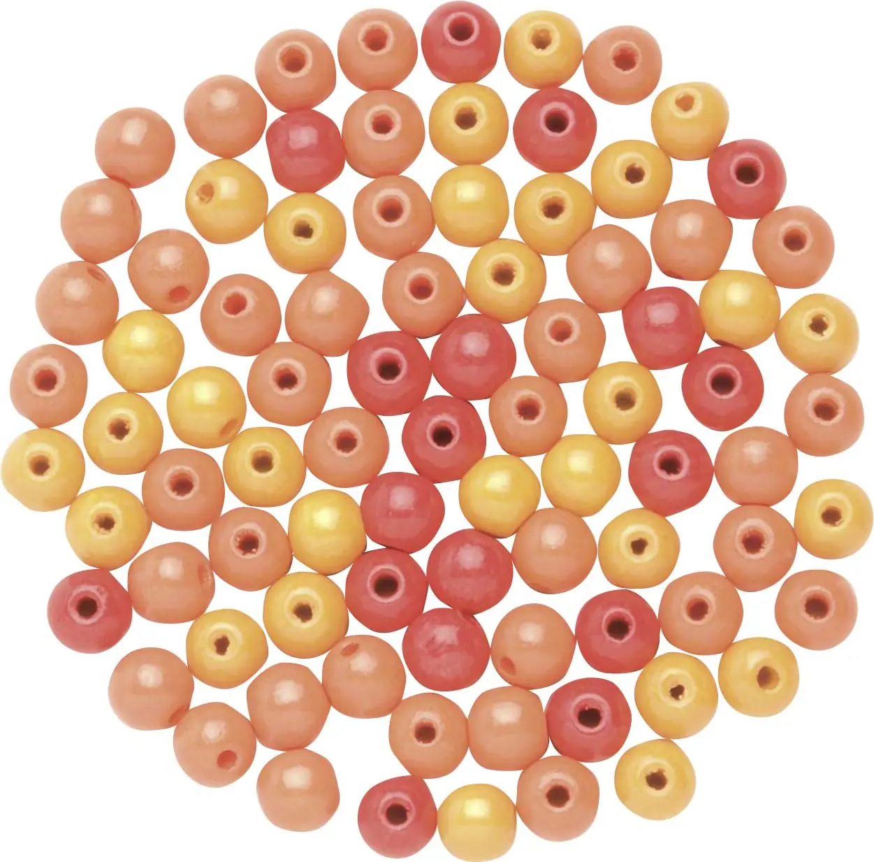 Glorex Holzperle 10 mm orange mix - 47 Stück