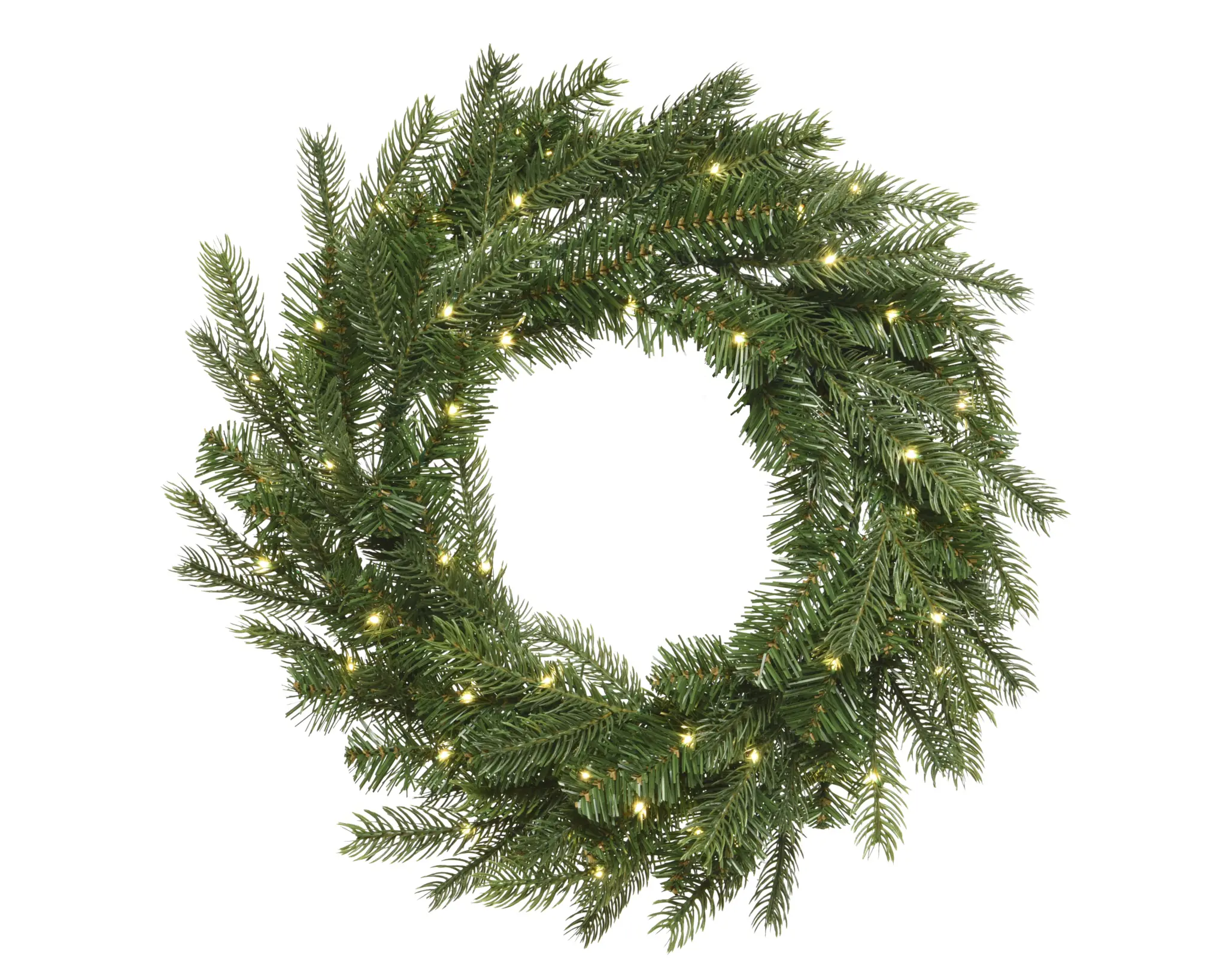 Everlands Grandis LED Kranz batteriebetrieben mit Timer Kunststoff Ø 80 x 8 cm warmweiß grün