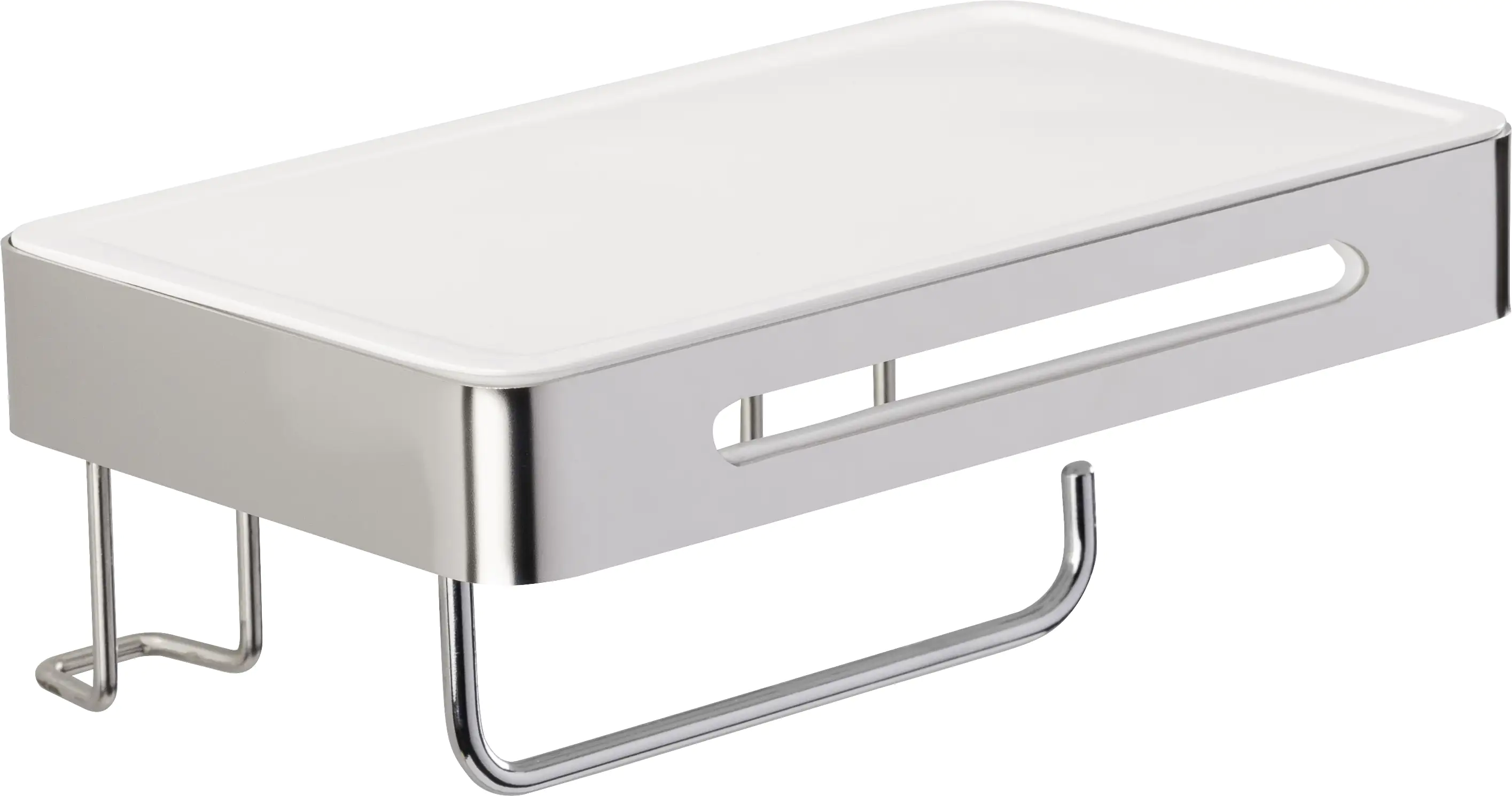 Wenko Papierrollenhalter mit Ablage Premium Plus silber