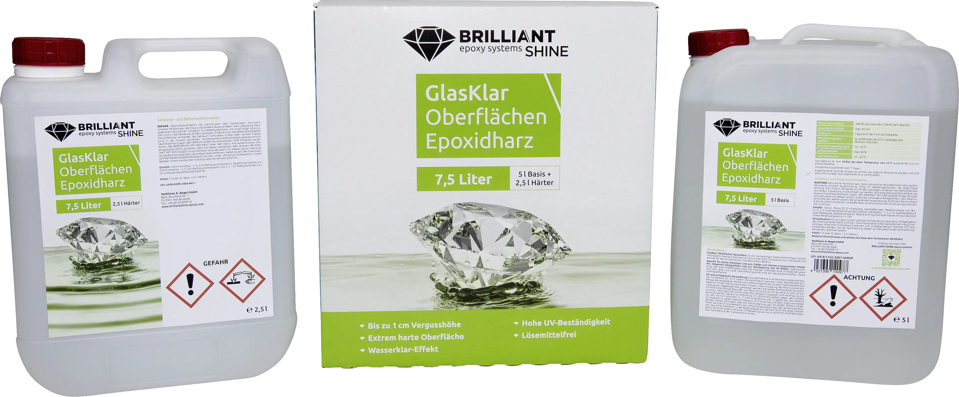 Brilliant Shine Oberflächen Epoxidharz Glasklar Epoxid A+B, 7,5L Brilliant Shine Oberflächen Epoxidharz Glasklar Epoxid A+B, 7,5L