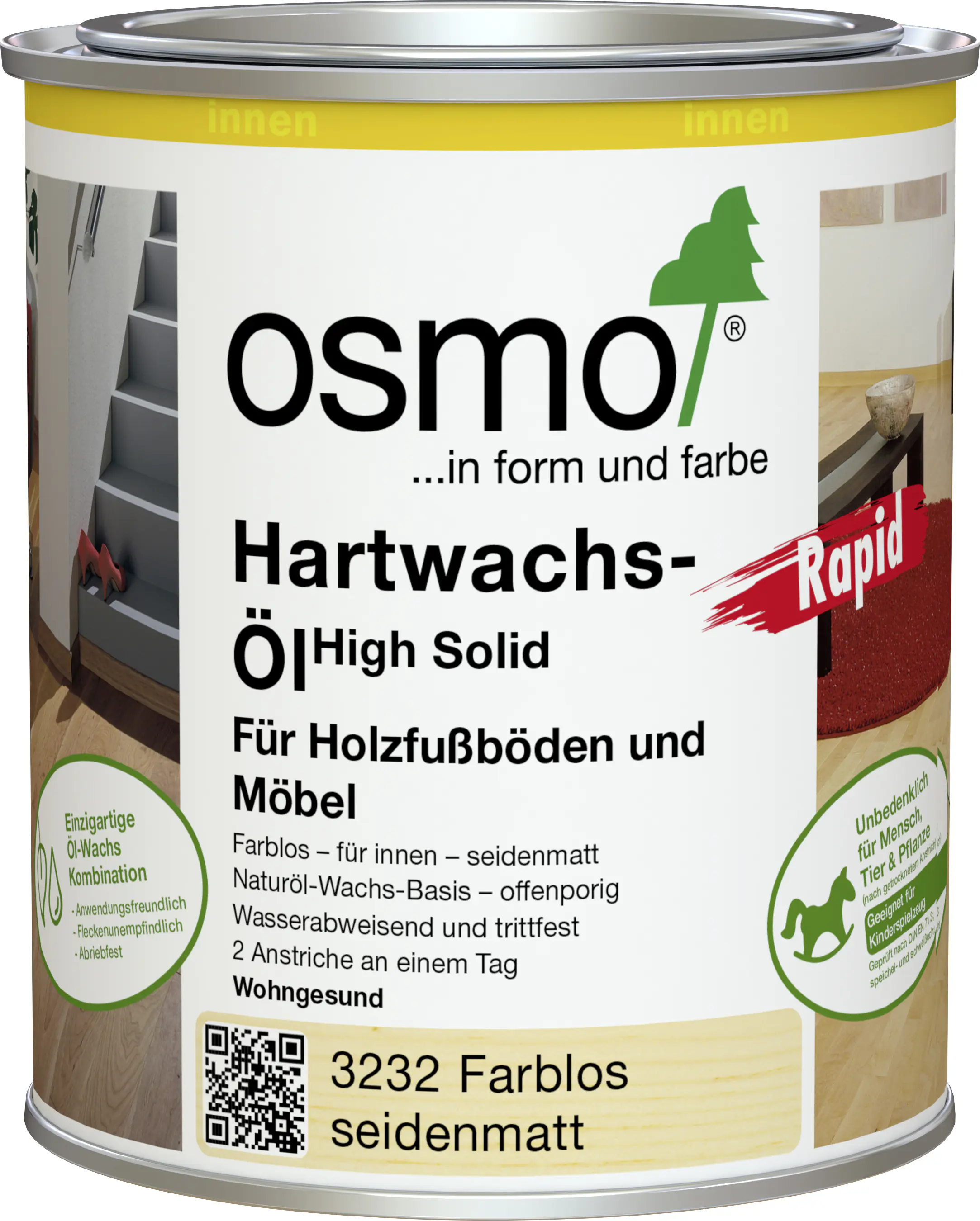 Osmo Hartwachsöl 750 ml farblos seidenmatt Rapid