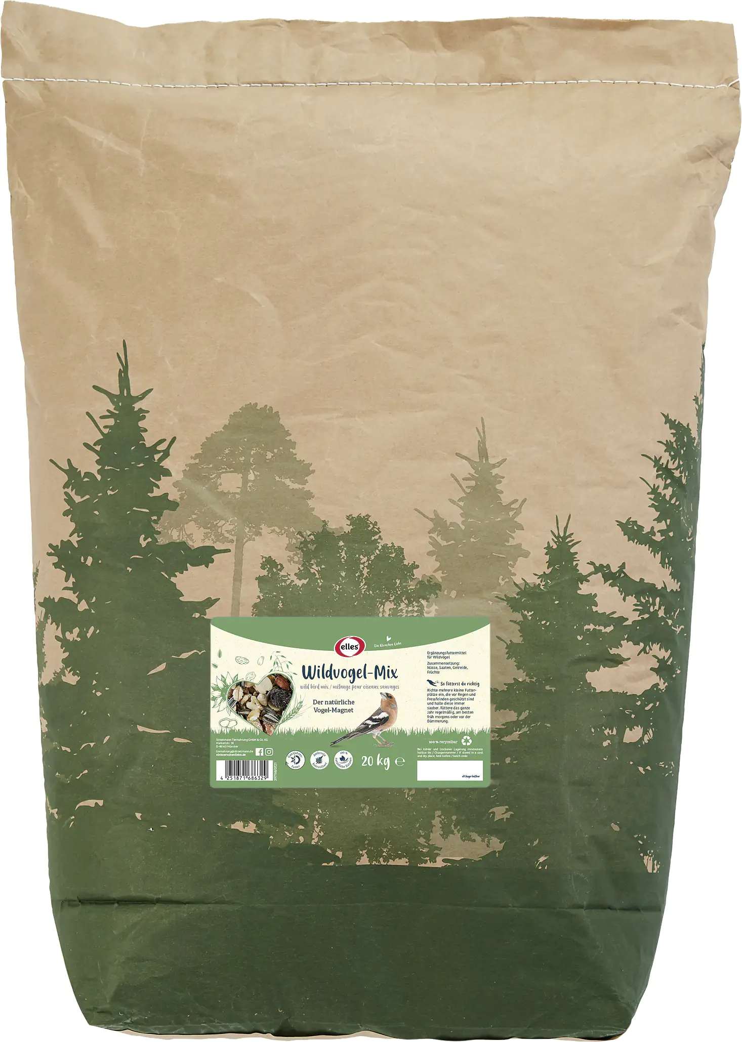 4251871686329 Elles Wildvogel-Mix 20 kg Der natürliche Vogel-Magnet