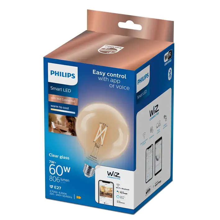 Philips Smart LED Leuchtmittel Tunable White Clear G125 E27 Globeform 7 W Philips Smart LED Leuchtmittel Tunable White Clear G125 E27 Globeform 7 W