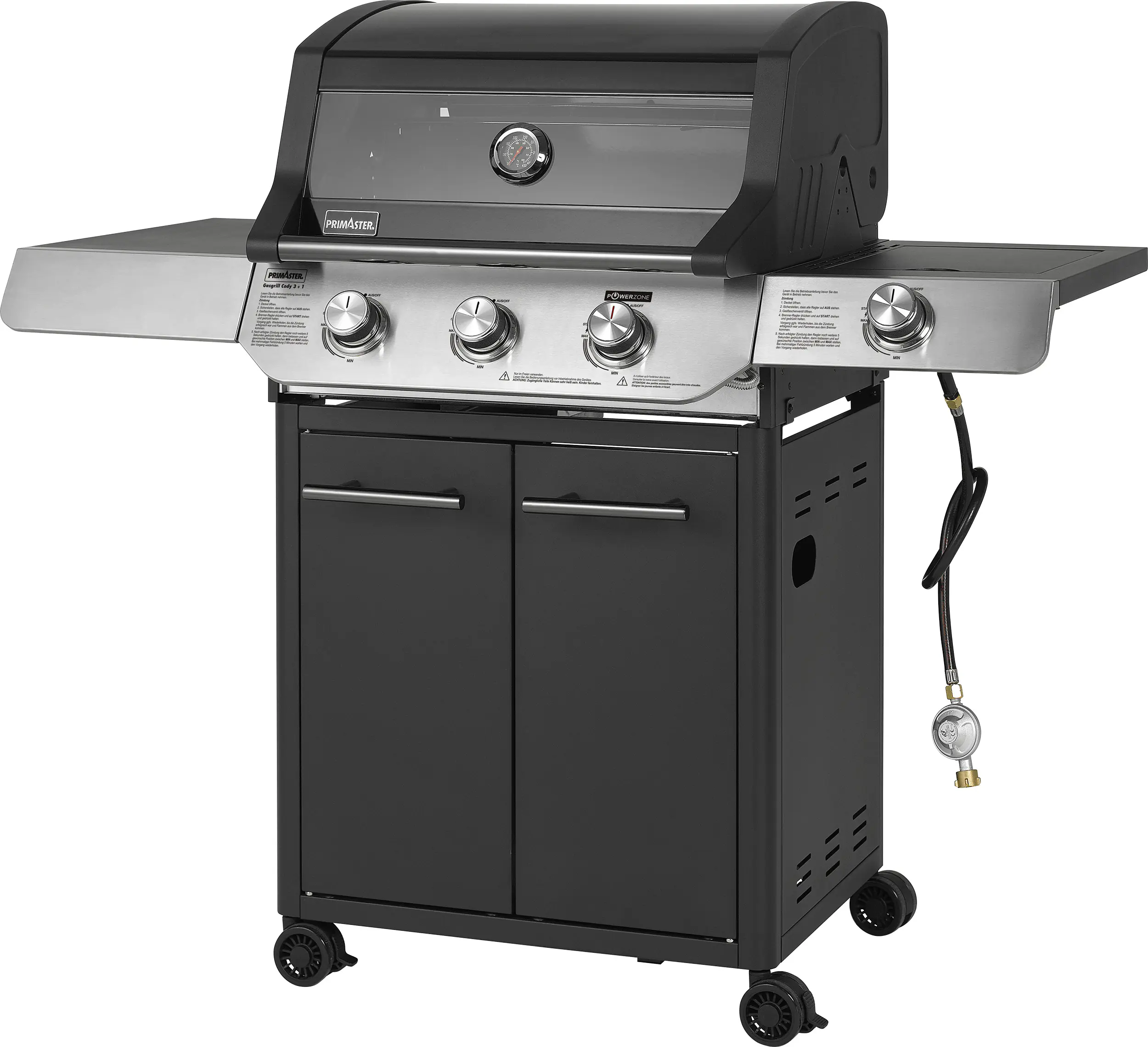 Primaster Gasgrill Cody Powerzone & Seitenbrenner Grillfläche: 63,5 x 48 cm 