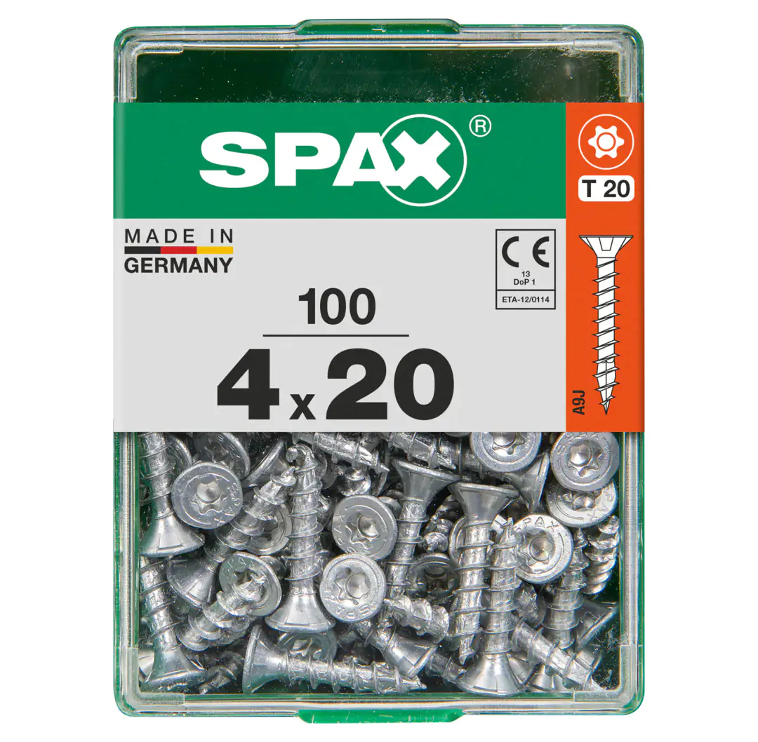 Spax Universalschrauben 4.0 x 20 mm TX 20 Senkkopf - 100 Stk. Spax Universalschrauben 4.0 x 20 mm TX 20 Senkkopf - 100 Stk.