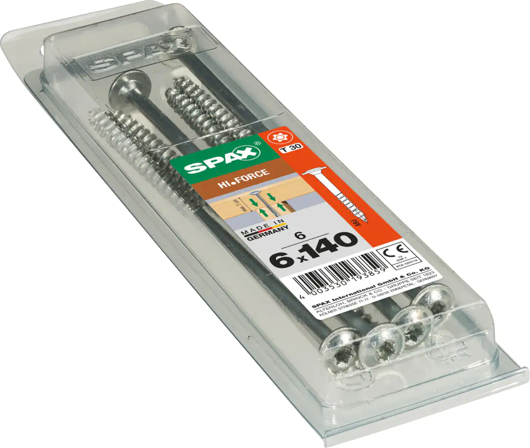 Spax Holzbauschrauben 6.0 x 140 mm TX 30 Zylinderkopf - 6 Stk. Spax Holzbauschrauben 6.0 x 140 mm TX 30 Zylinderkopf - 6 Stk.