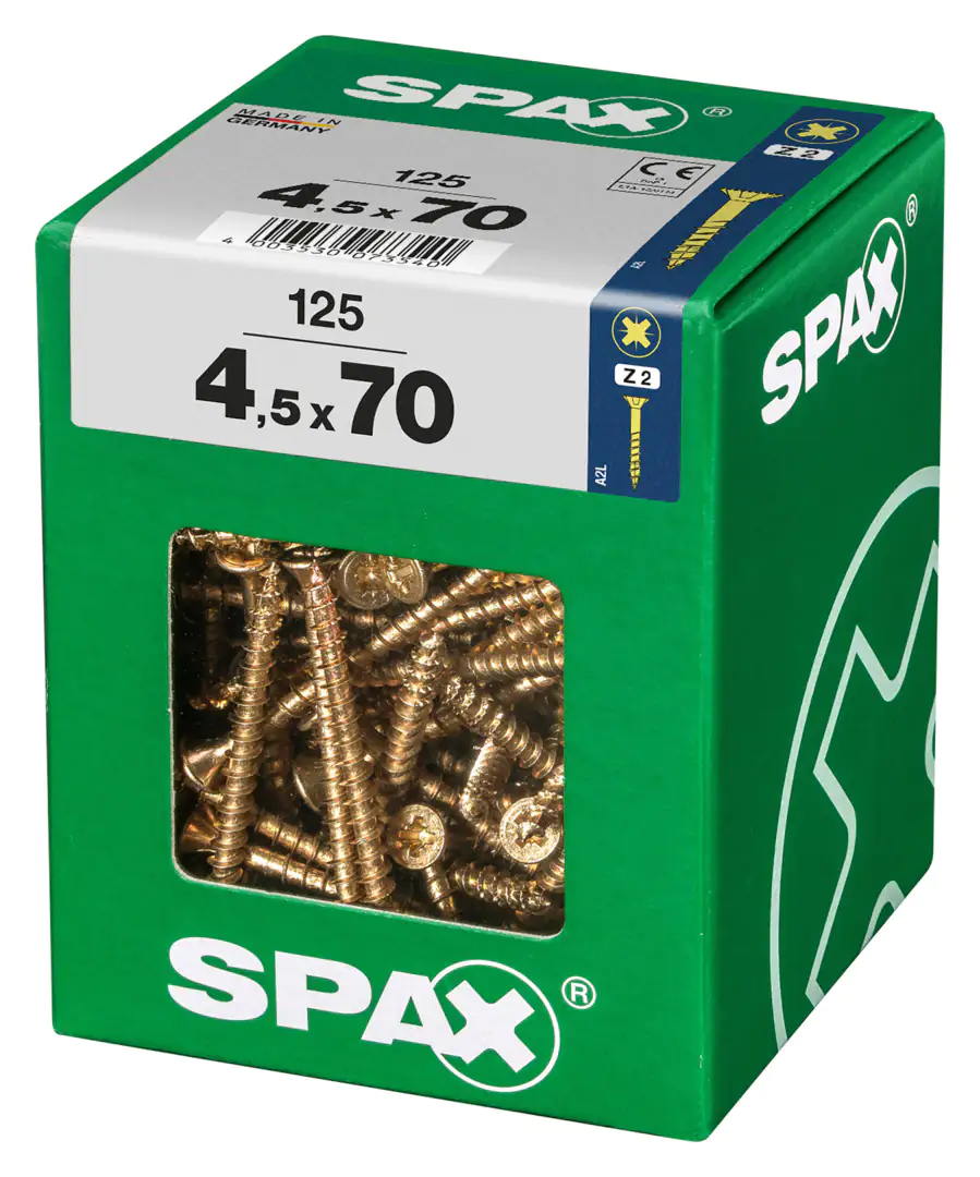 Spax Universalschrauben 4.5 x 70 mm PZ 2 - 125 Stk. Spax Universalschrauben 4.5 x 70 mm PZ 2 - 125 Stk.